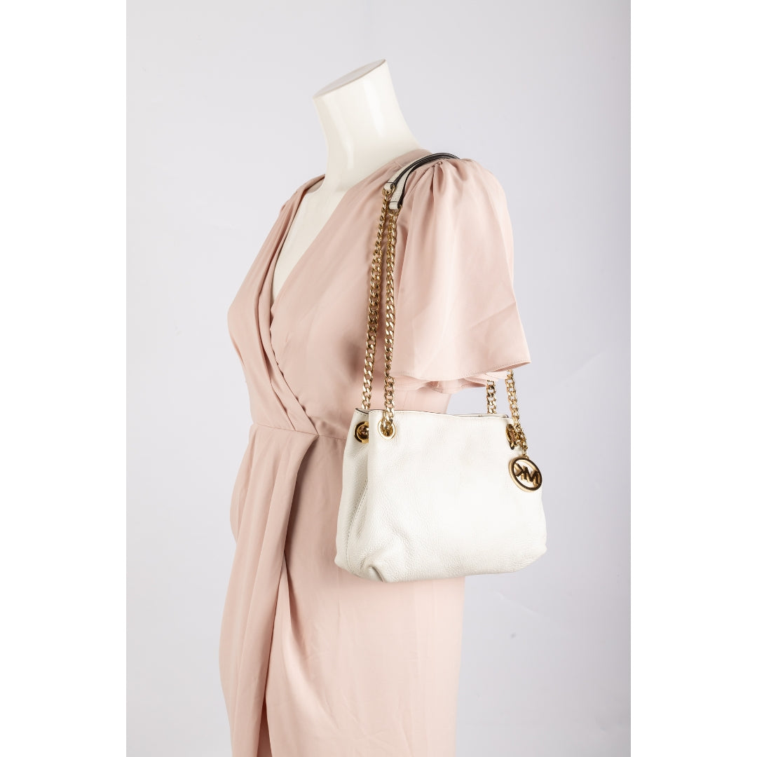Michael Kors White Leather Jet Set Chain Shoulder Bag