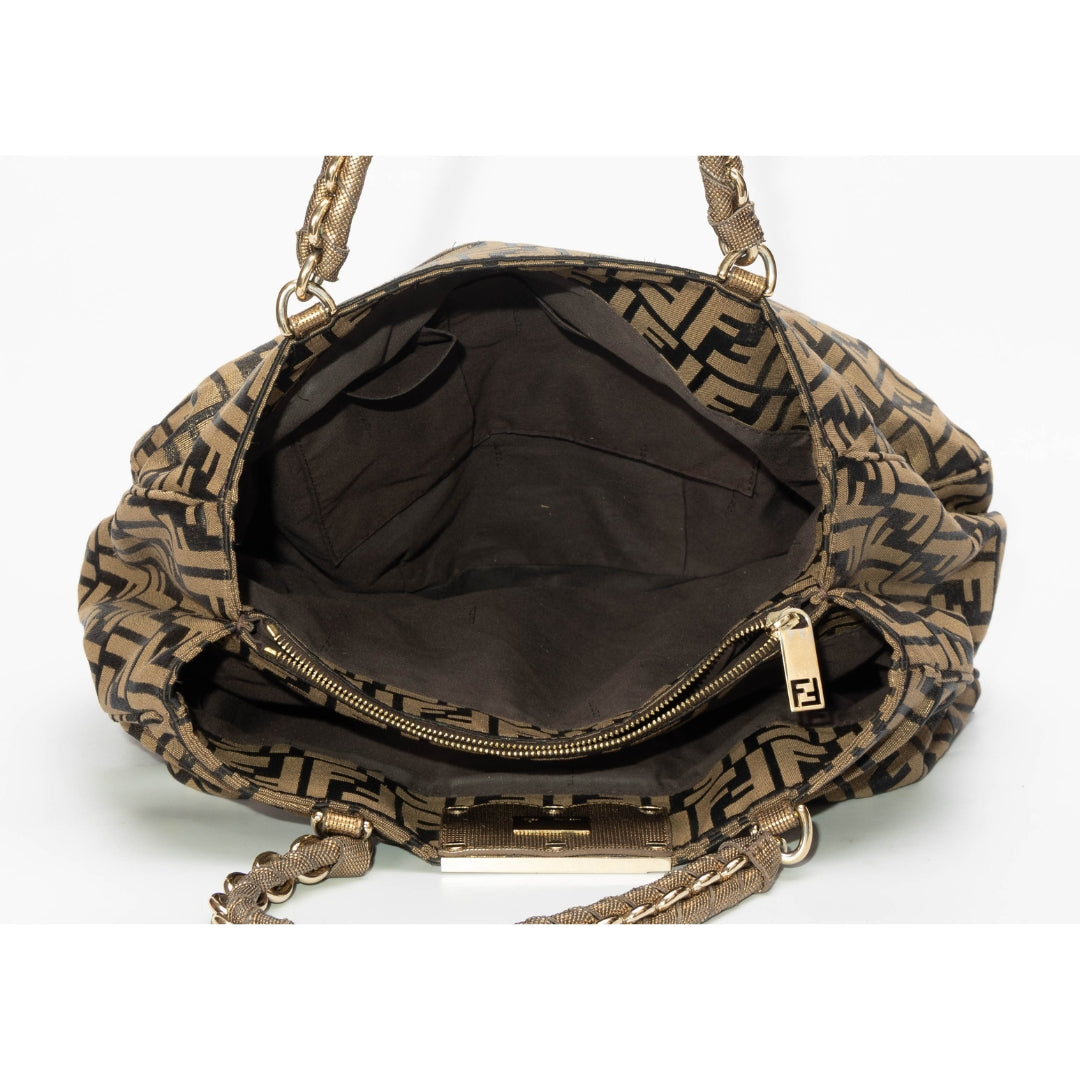 Fendi Tobacco Zucca Canvas Mia Shoulder Bag