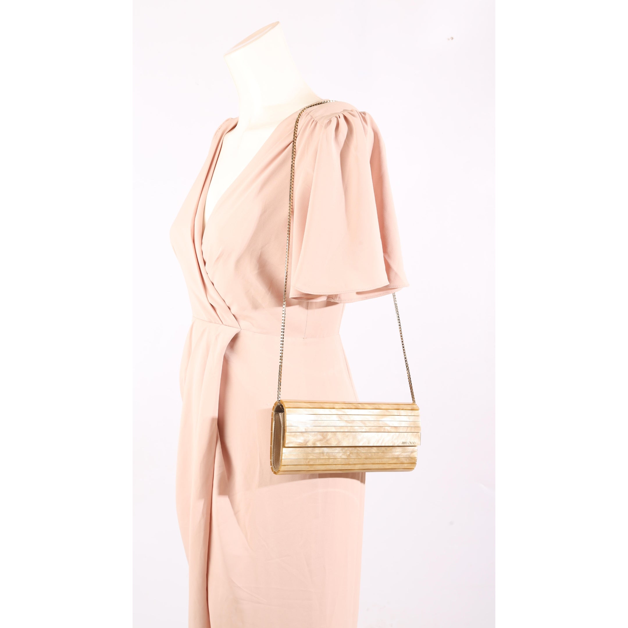 Jimmy Choo Gold Mother of Pearl Clutch Bag