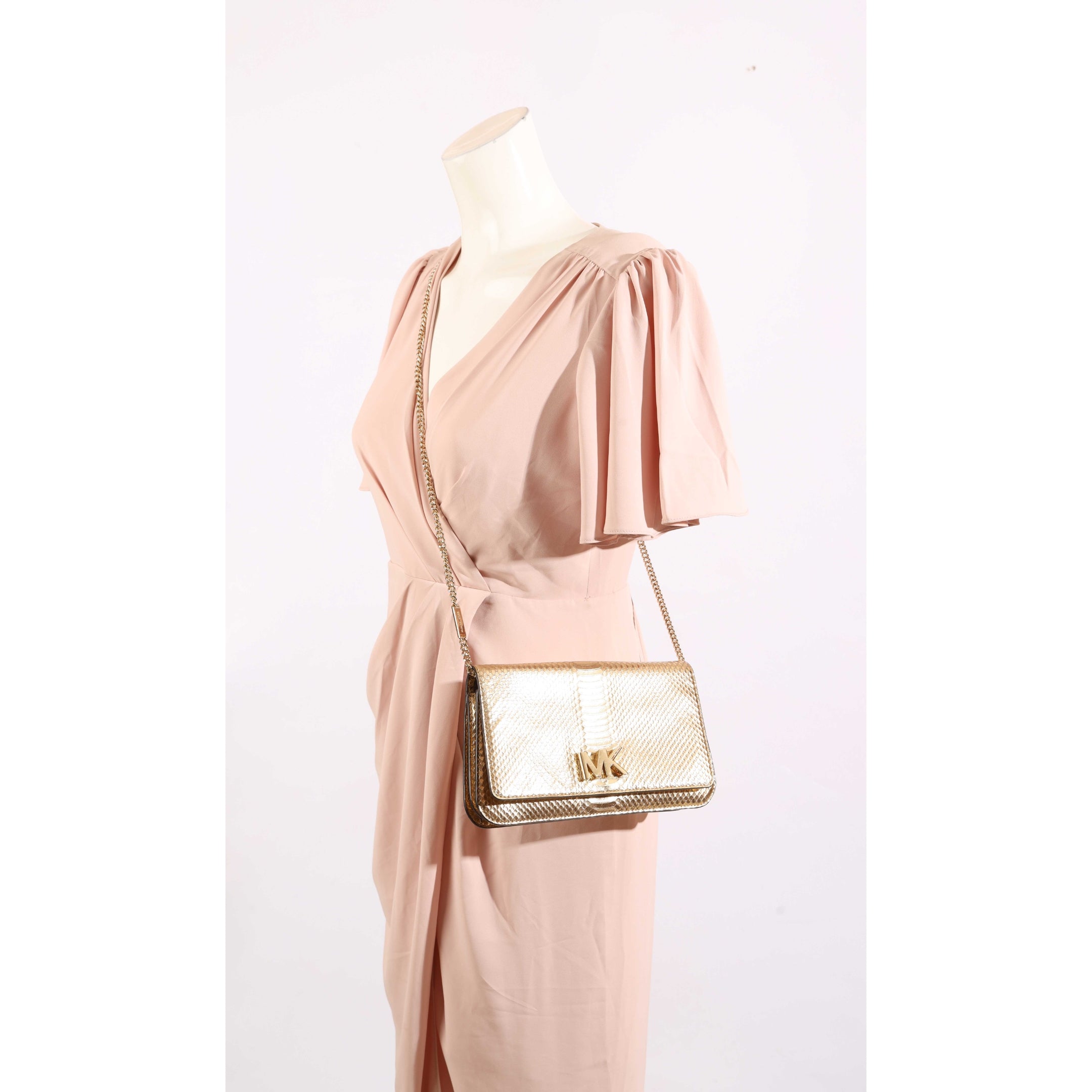 Michael Kors Mott Metallic Gold Chain Clutch
