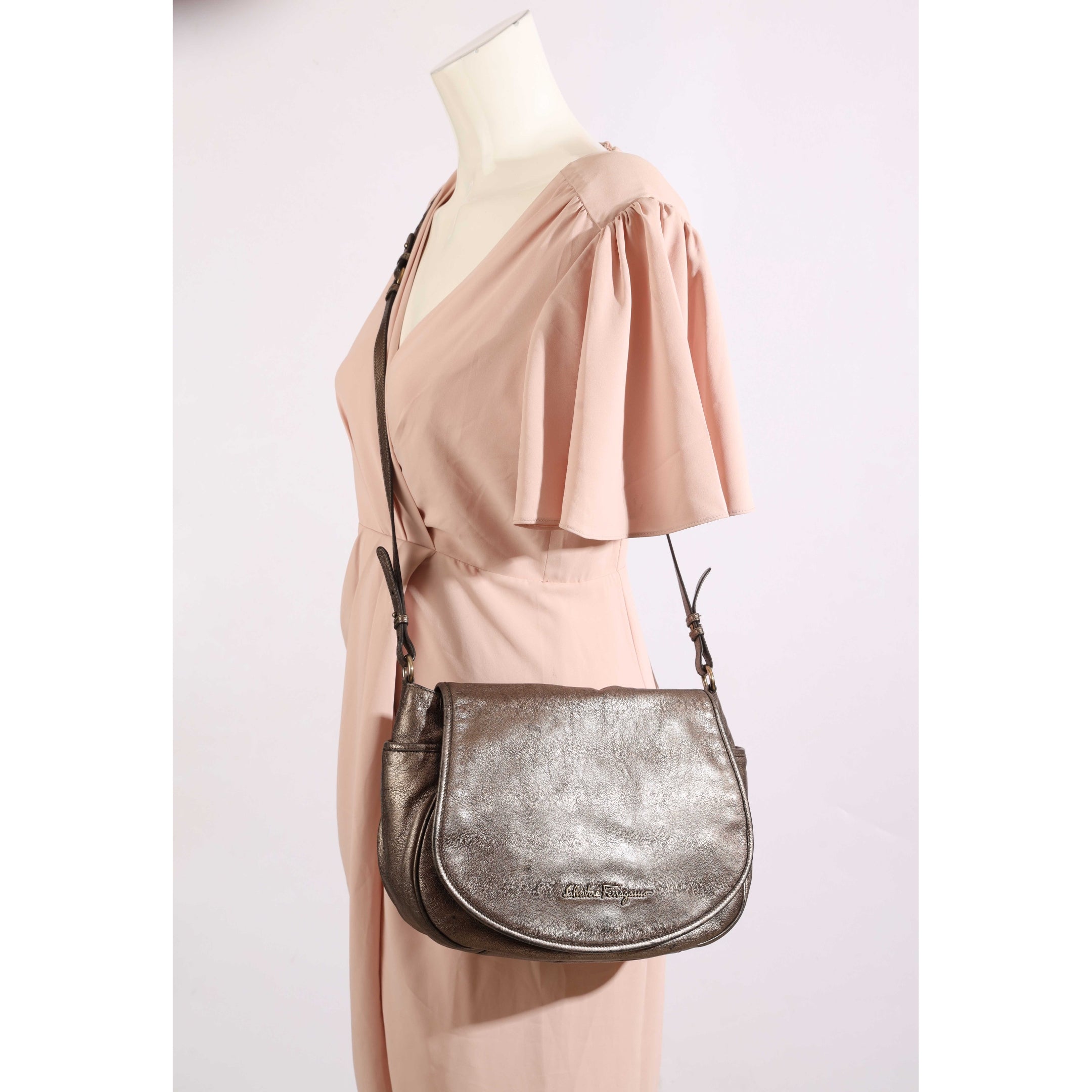 Salvatore Ferragamo Metallic Messenger Bag