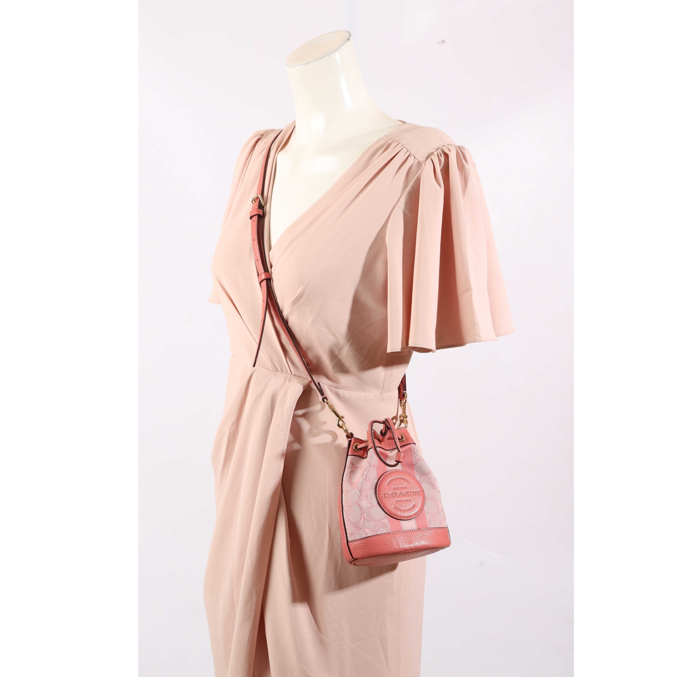Coach Pink Dempsey Bucket Crossbody Bag