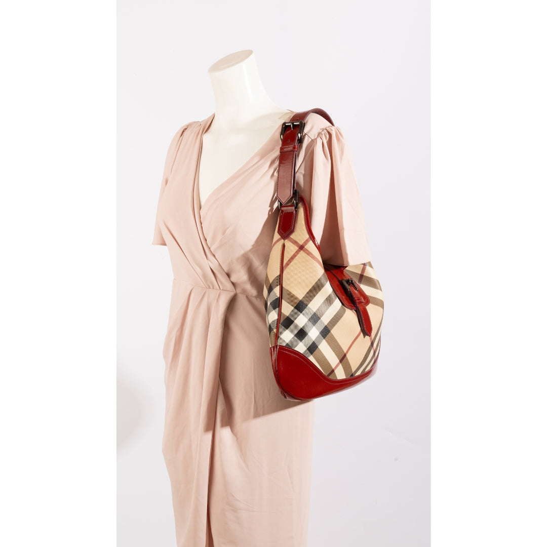 Burberry Nova Check PVC and Patent Leather Brooke Hobo Bag