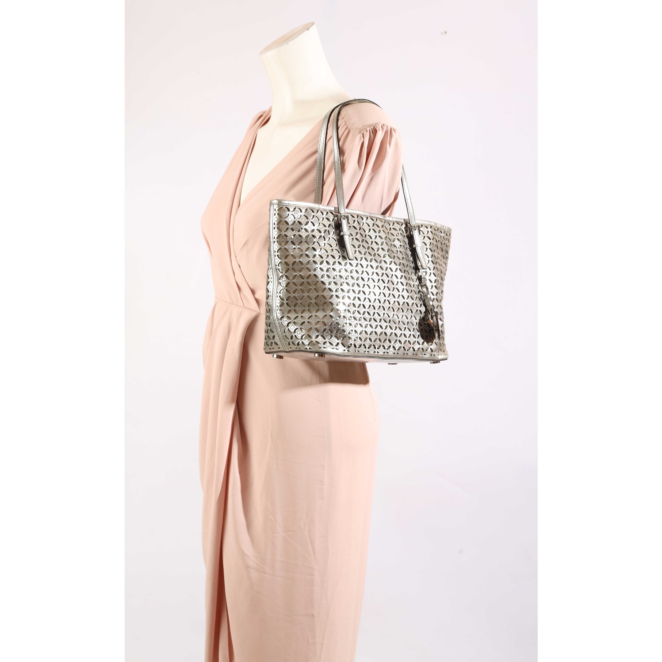 Michael Kors Silver Lasercut Travel Tote