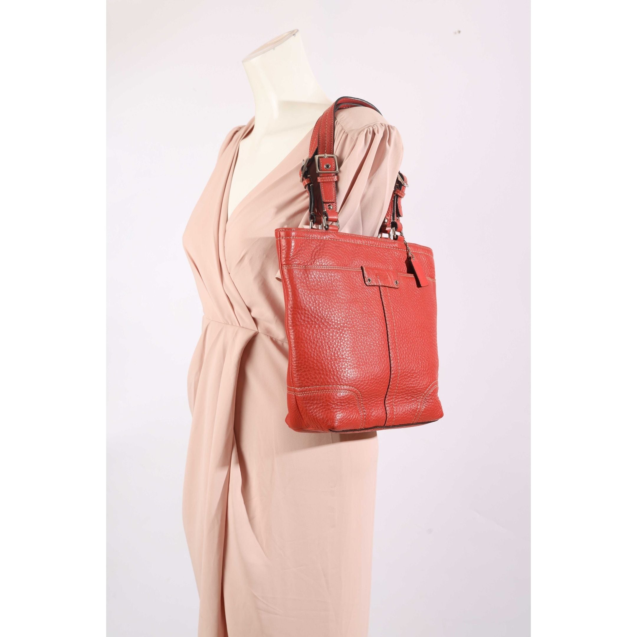 Coach Solid Red Hamilton Tote Bag