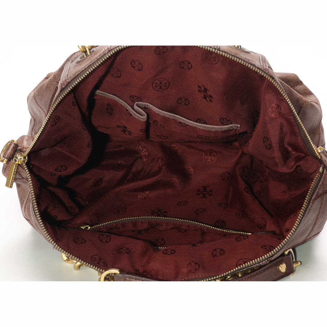 Tory Burch Lysa Diamond Quilted Brown Tote