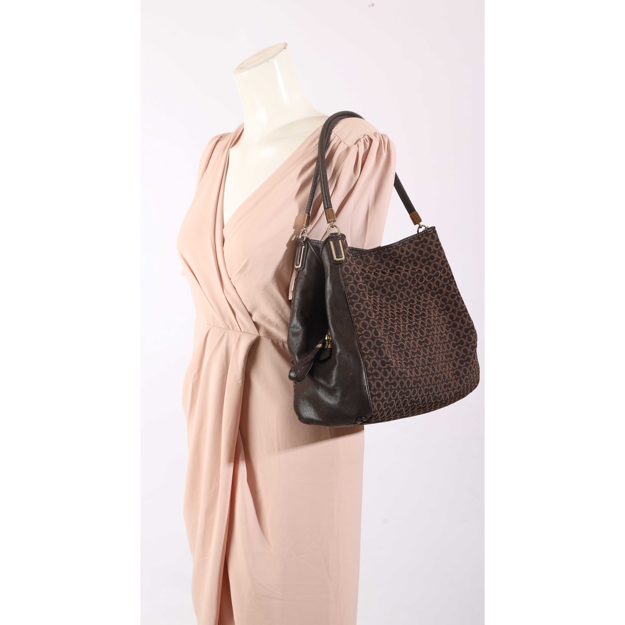 Coach Brown Signature Canvas Edie Shoulder Bag