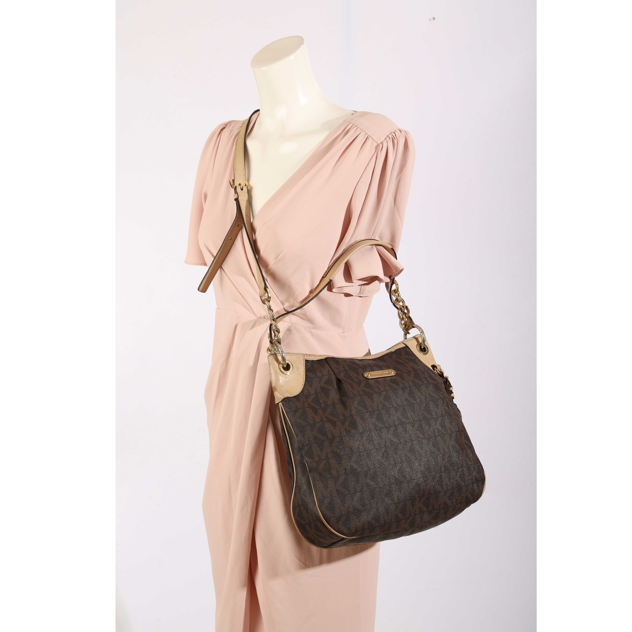 Michael Kors Jet Set Signature Logo Trim Hobo Bag