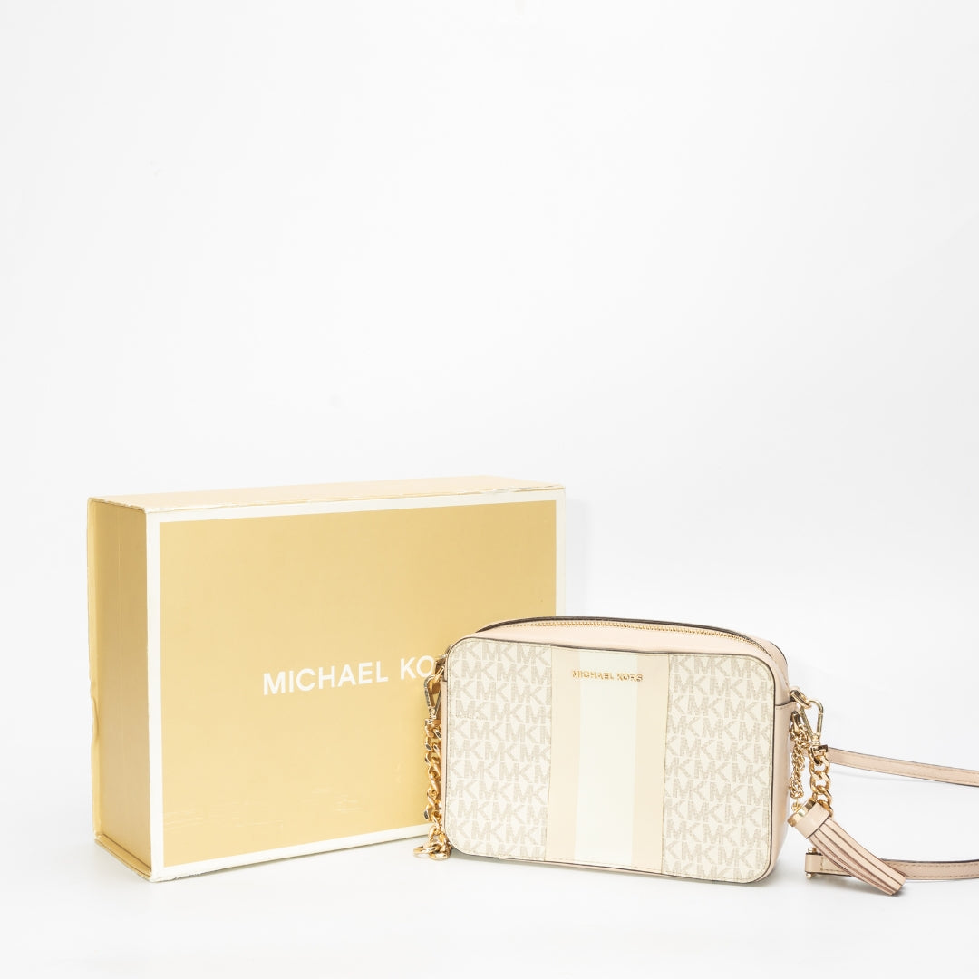 Michael Kors Ginny Medium Logo Stripe Crossbody Bag