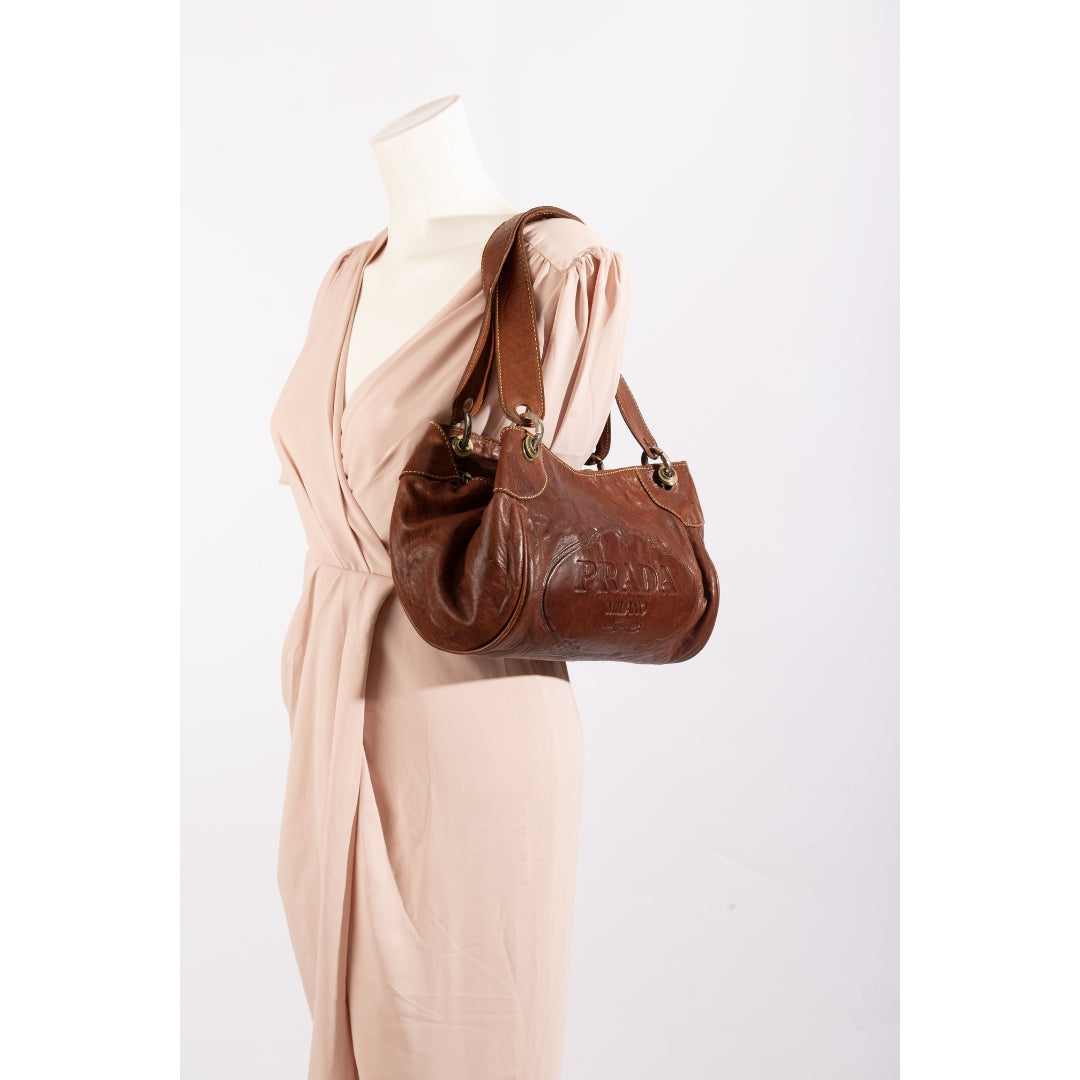Prada Brown Leather Shoulder Bag