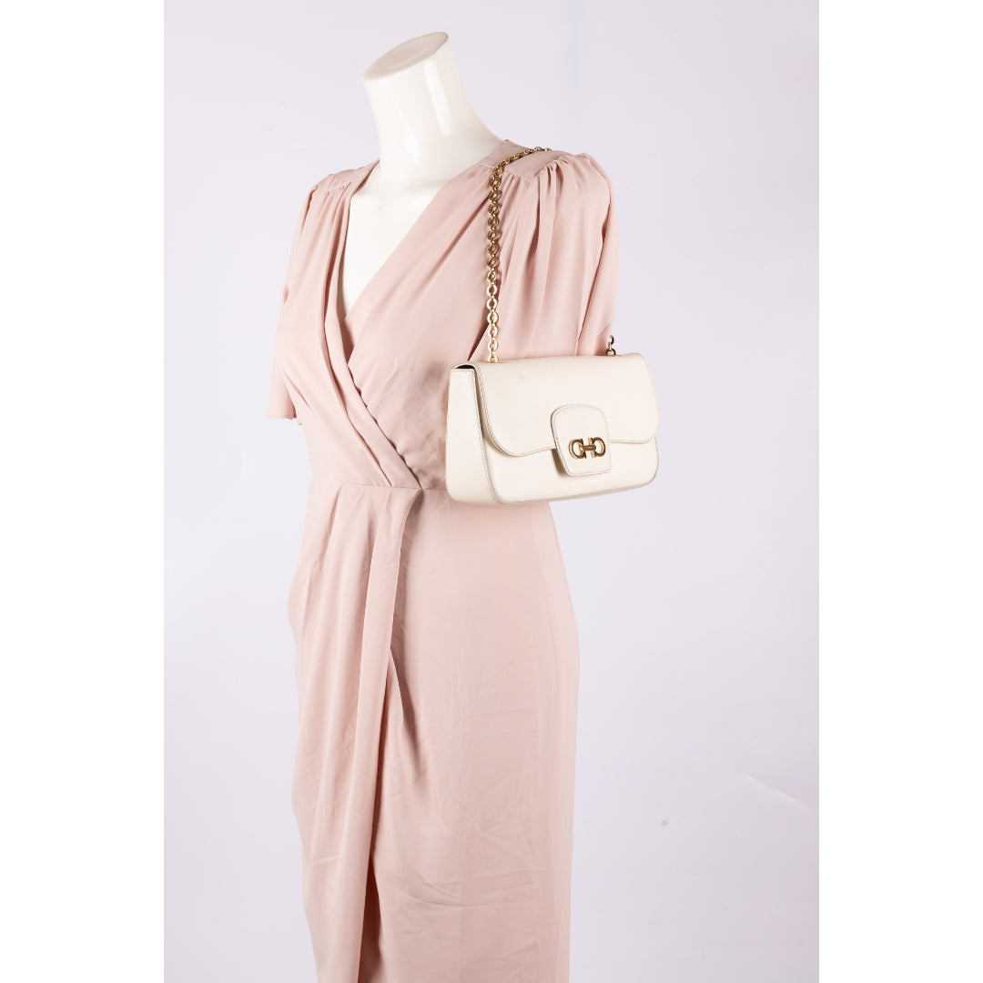 Salvatore Ferragamo Cream Saffiano Leather Rory Shoulder Bag