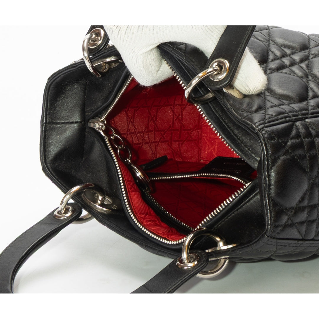 Dior Cannage Black Medium Lady Dior Satchel