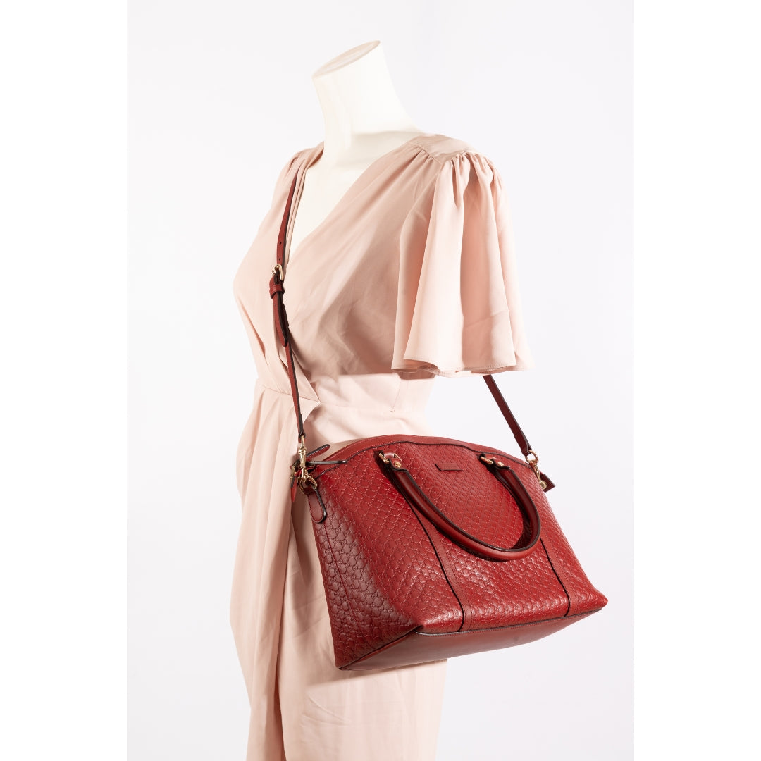 Gucci Red Microguccissima Leather Dome Satchel