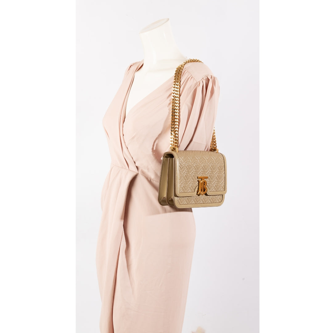 Burberry Beige Quilted Monogram TB Shoulder Bag