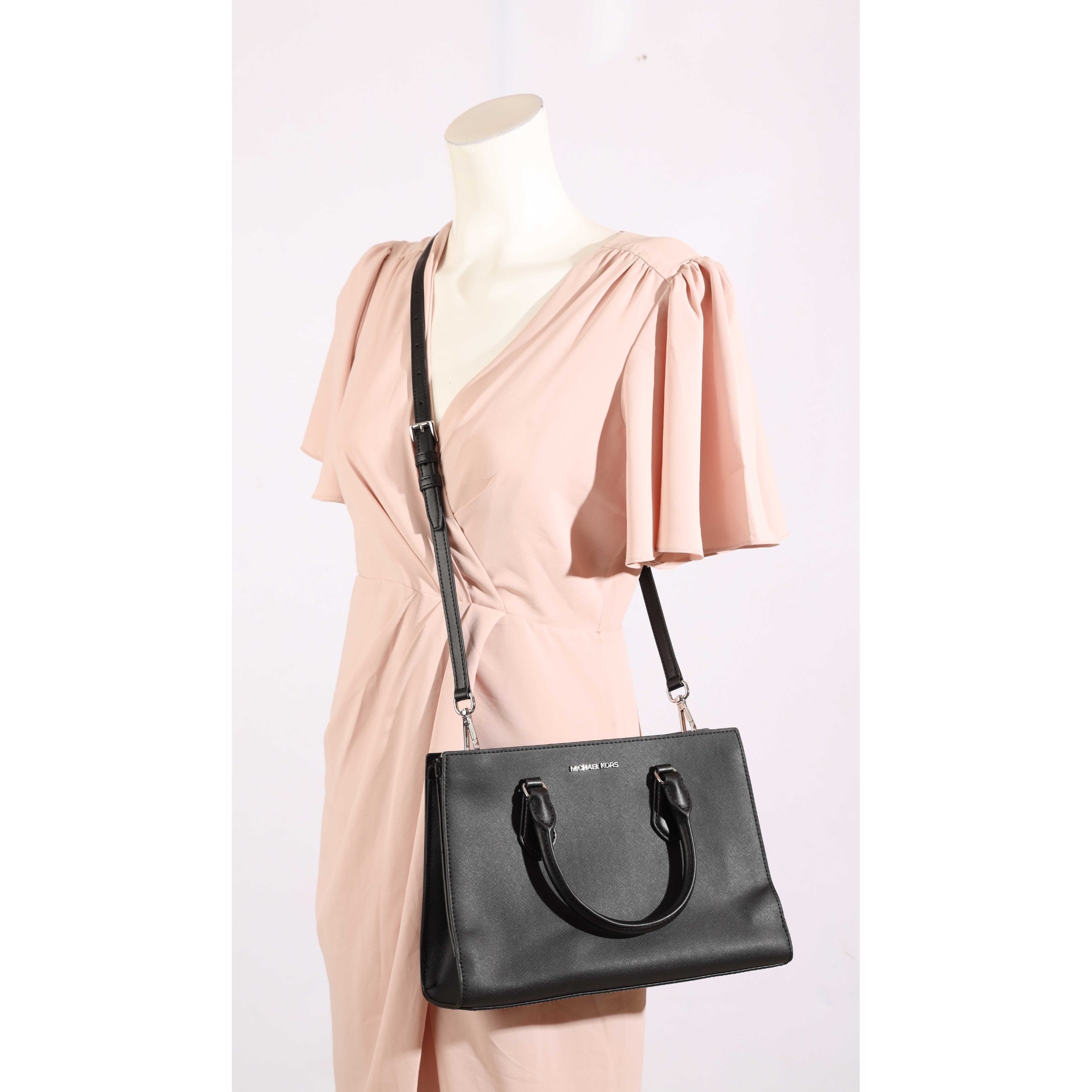 Michael Kors Marilyn Black Medium Satchel Crossbody Bag