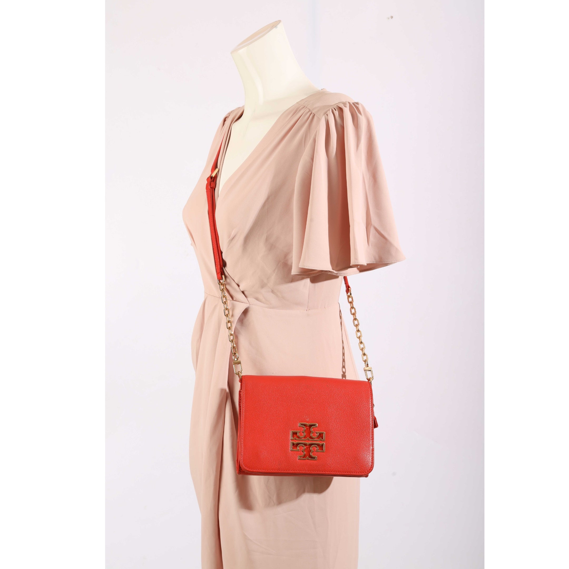 Tory Burch Britten Red Chain Crossbody Bag