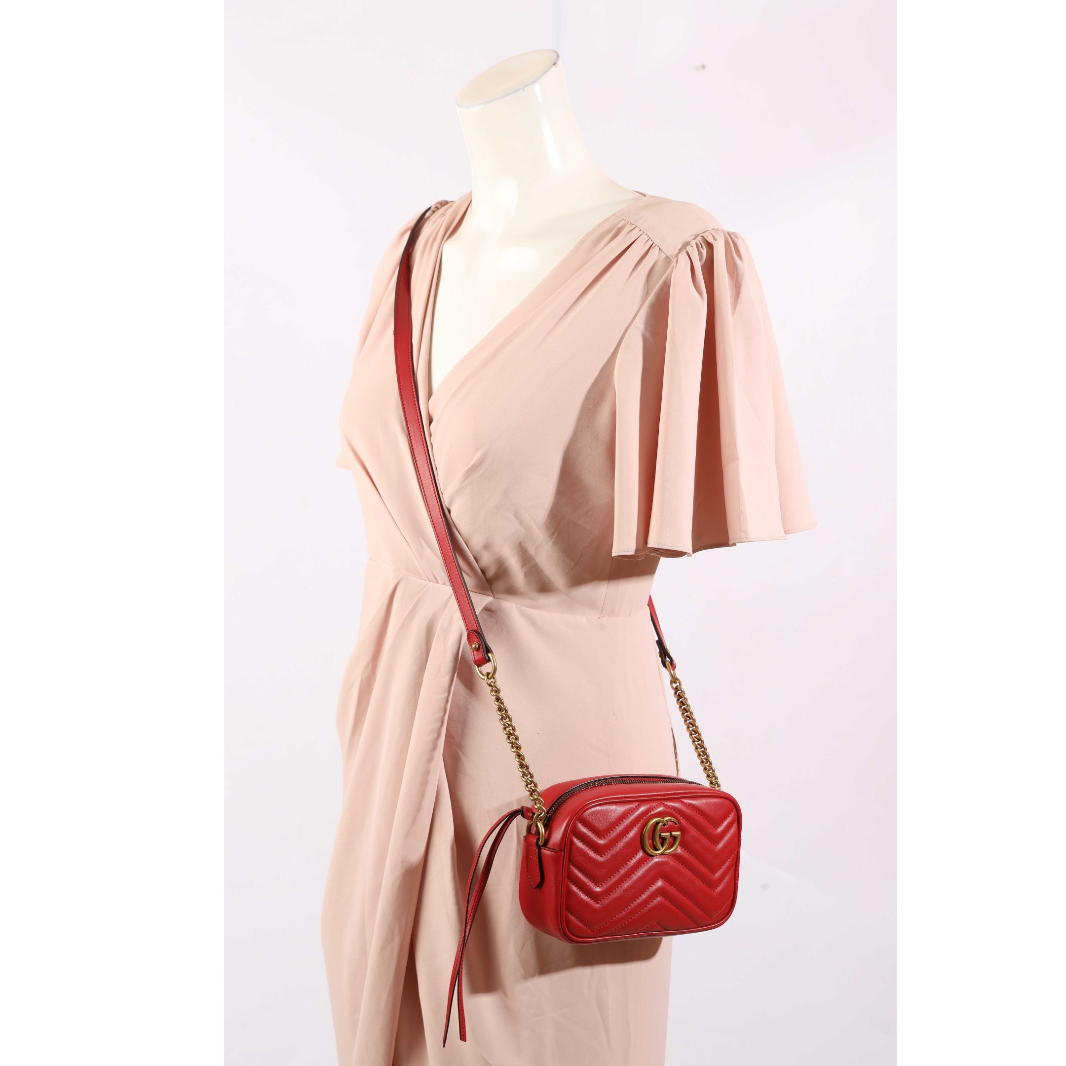 Gucci Marmont Red Camera Crossbody Bag