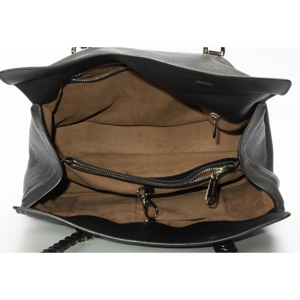 Roberto Cavalli Black Leather Regina Tote