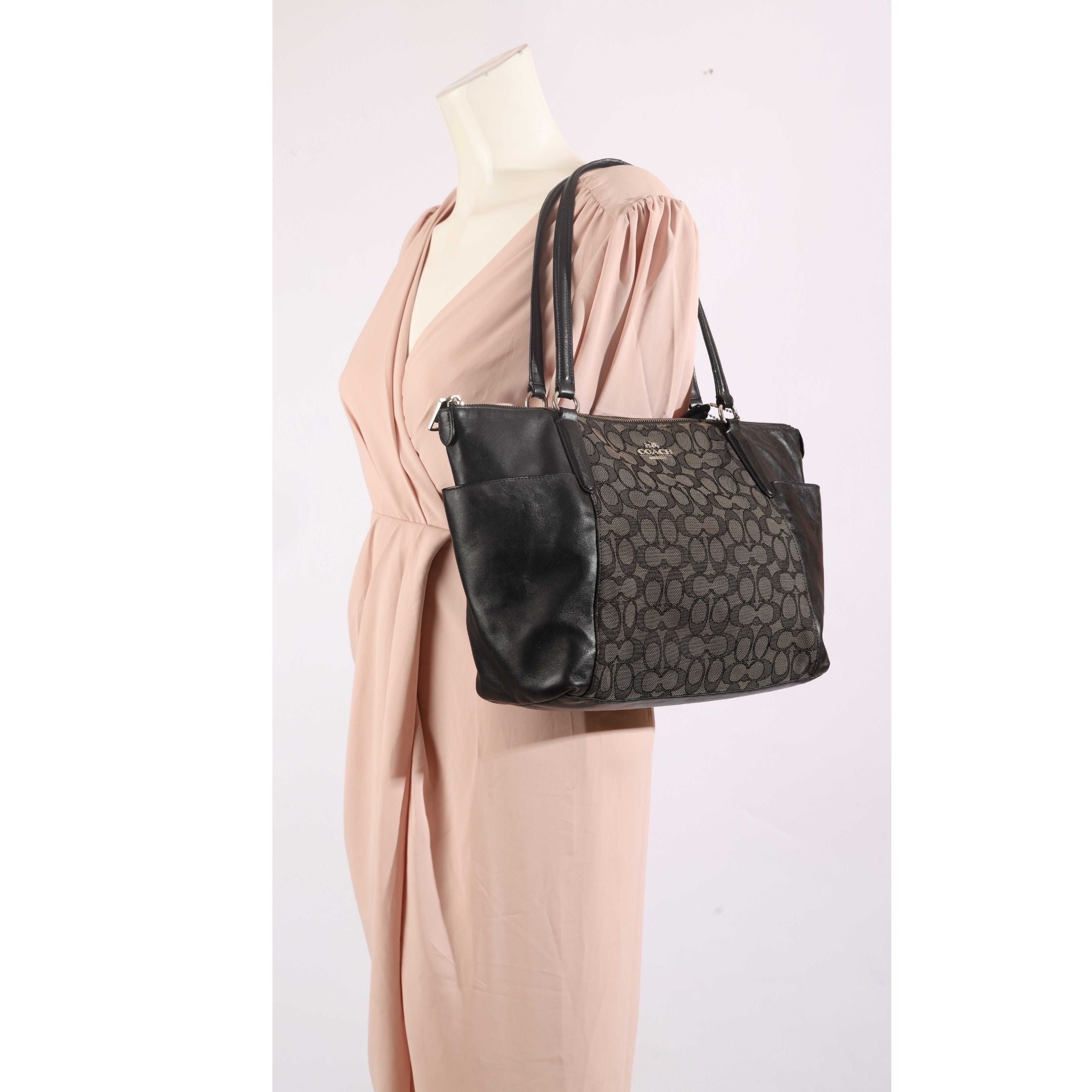 Coach Black Signature Canvas Ava Tote