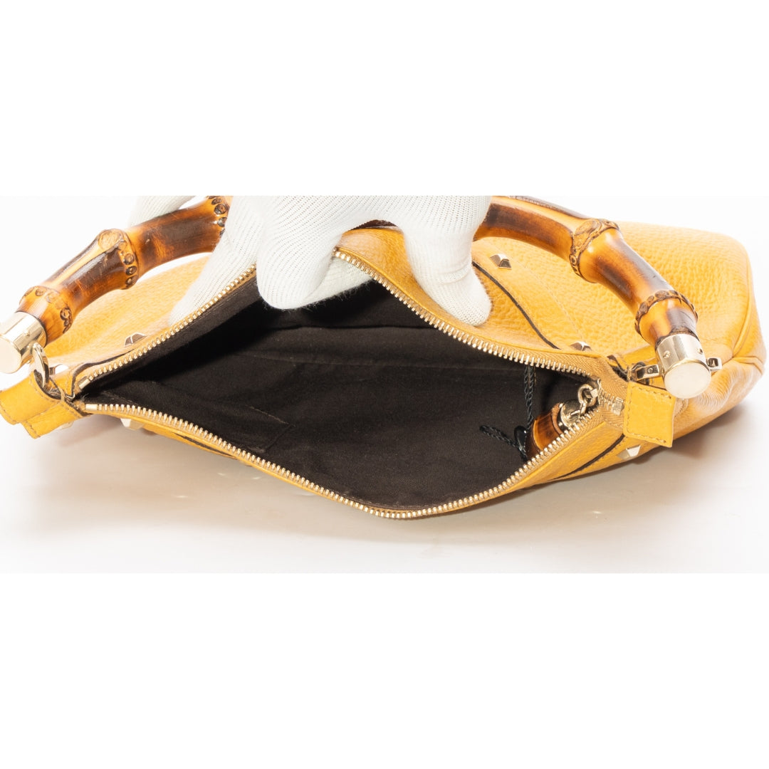 Gucci Yellow GG Canvas Bamboo Anita Handbag