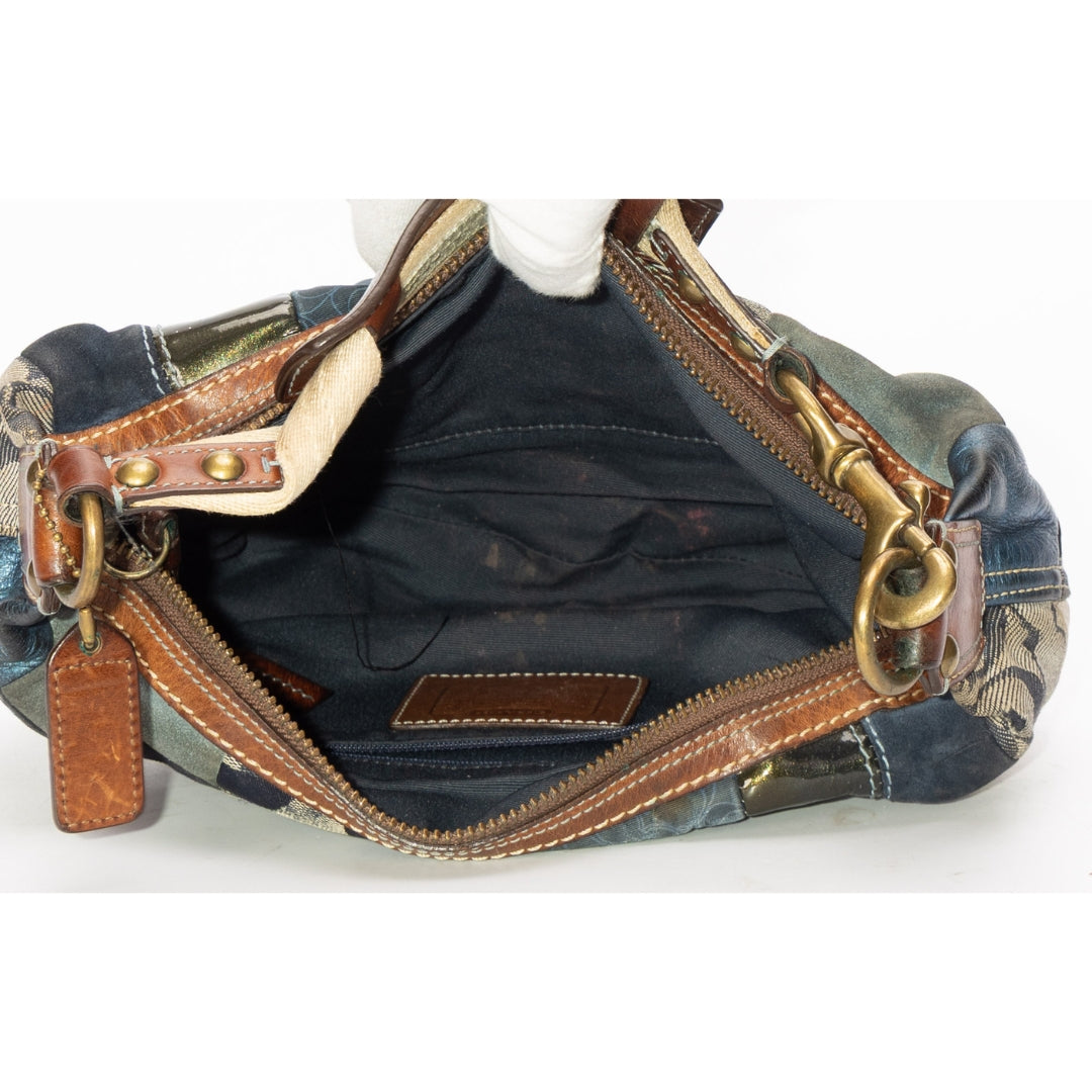 Coach Blue Patchwork Half Moon Shoulder Bag