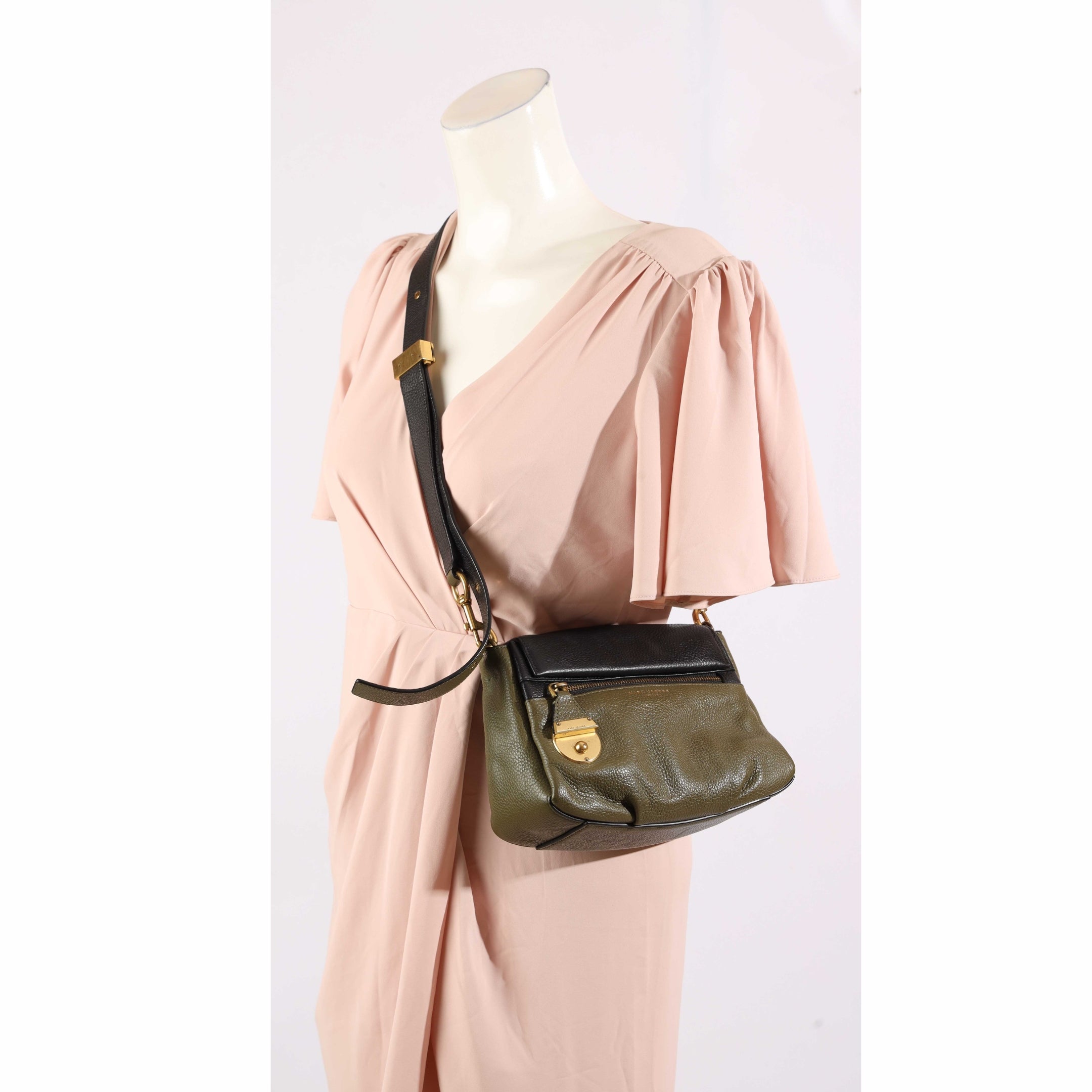 Marc Jacobs Olive Pebbled Calfskin Crossbody Bag