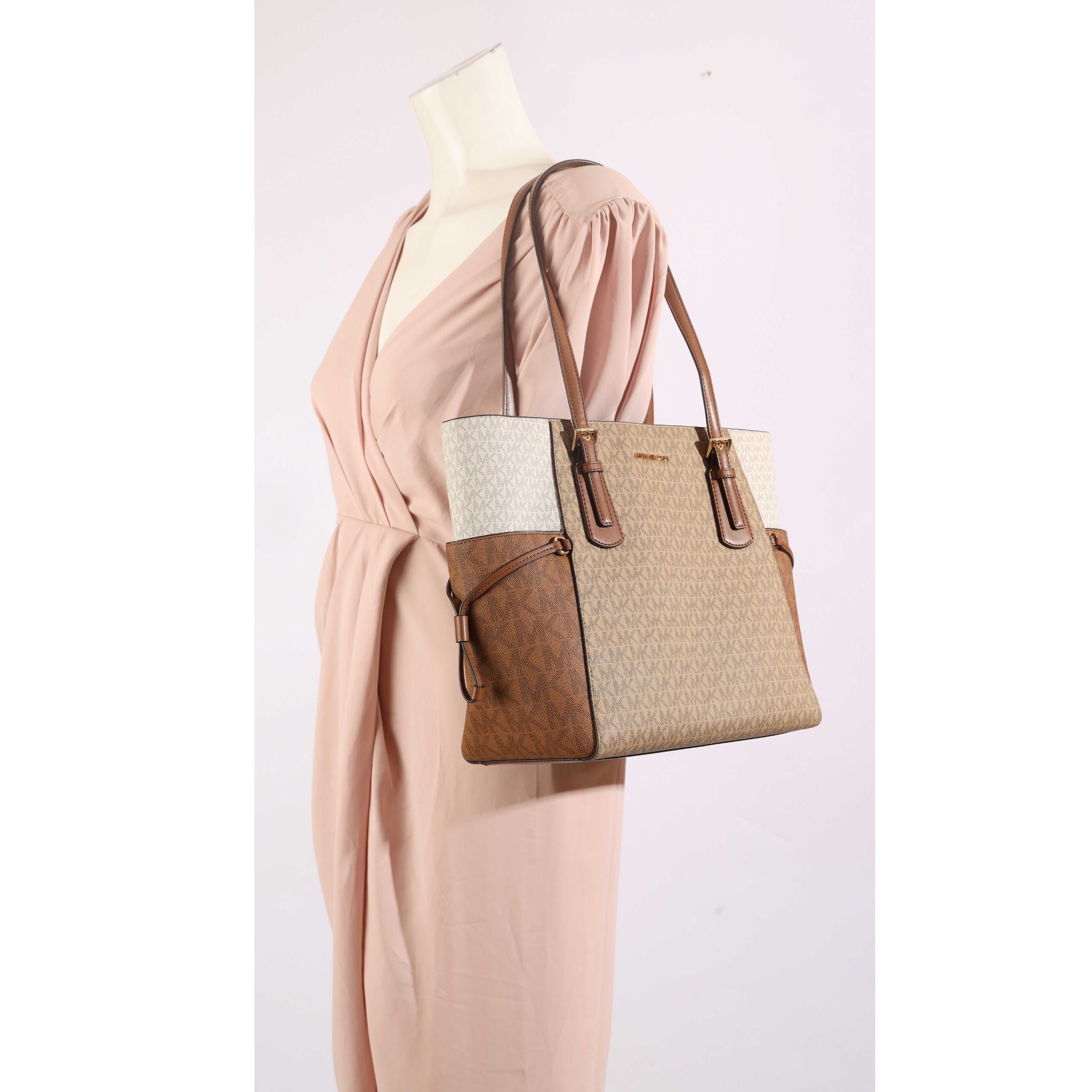 Michael Kors Voyager Color-Block Camel Logo Tote