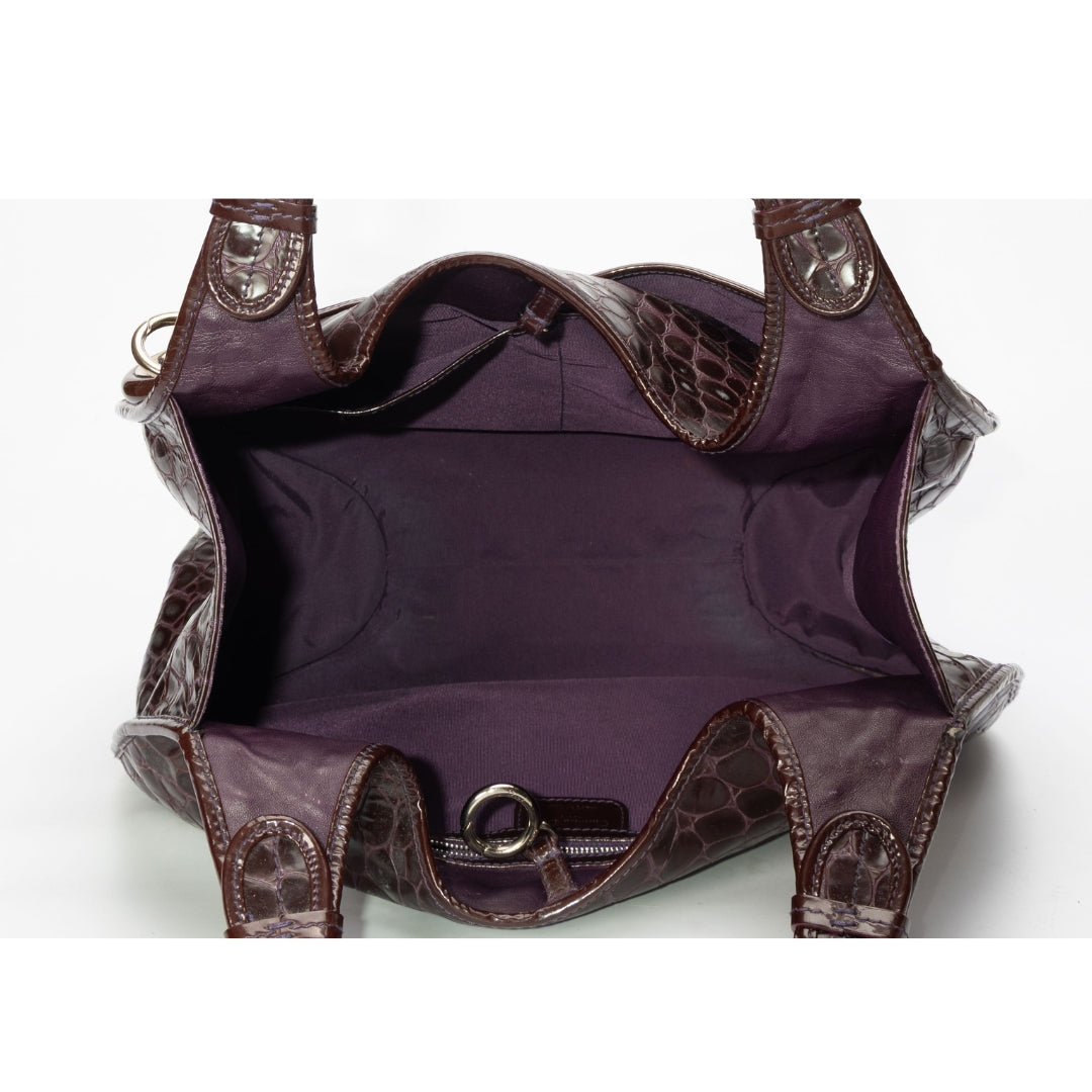 Dior Purple Croc Embossed Patent Leather 61 Tote
