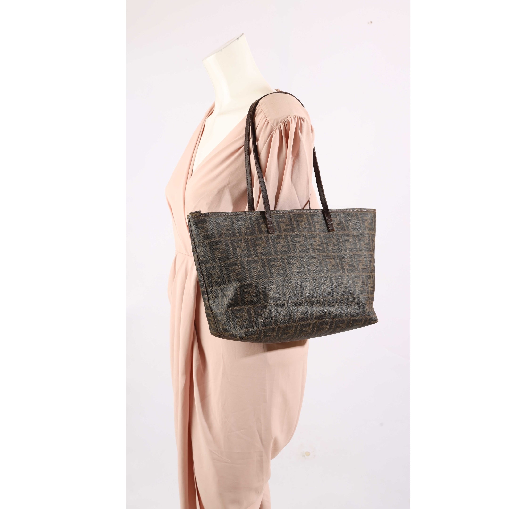 Fendi Tobacco Brown FF Shopper Tote