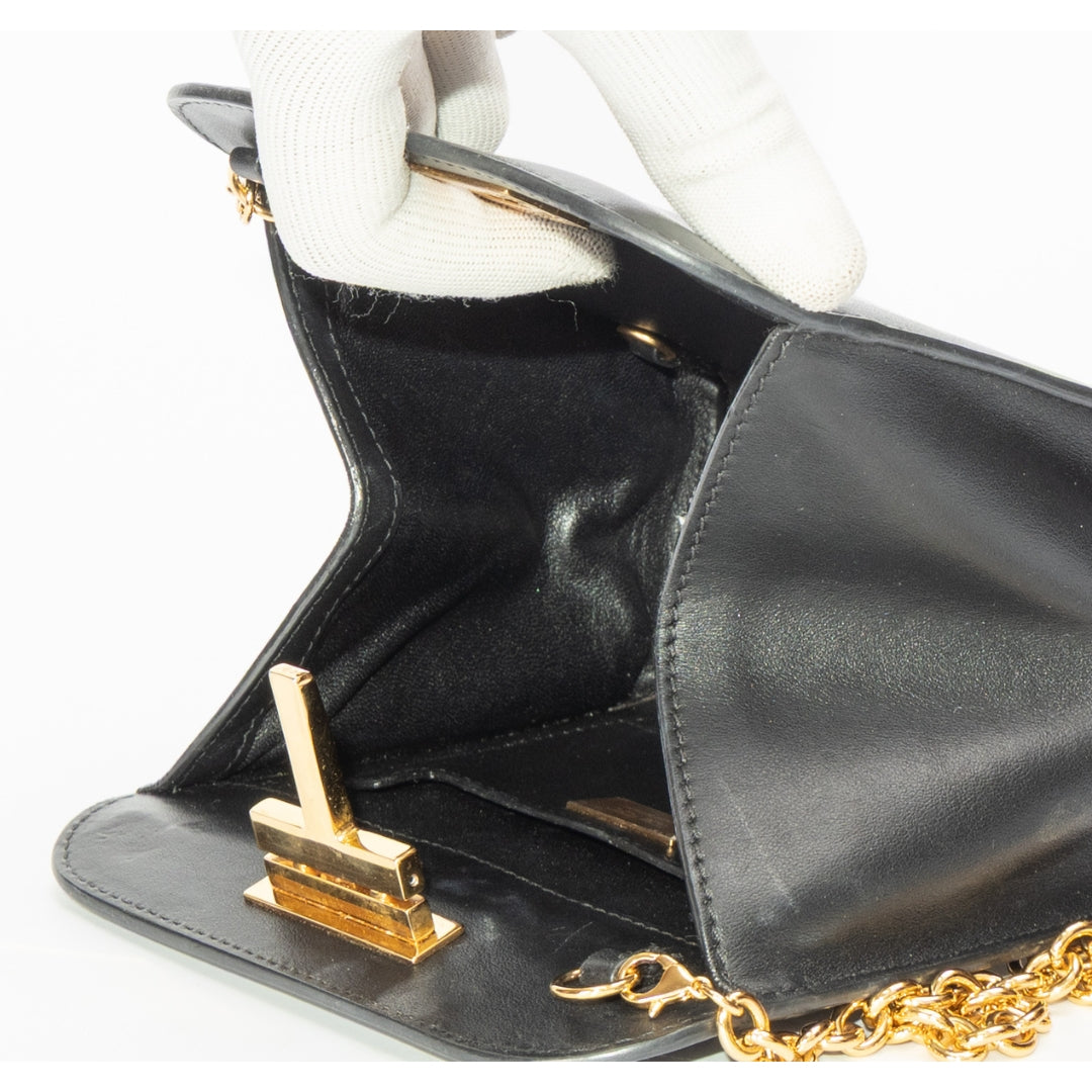 Tom Ford Black Leather T Lock Chain Bag