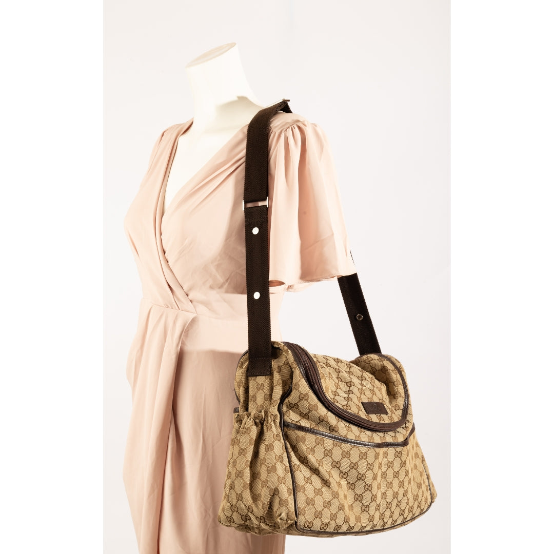 Gucci Beige/Ebony GG Canvas Large Diaper Bag