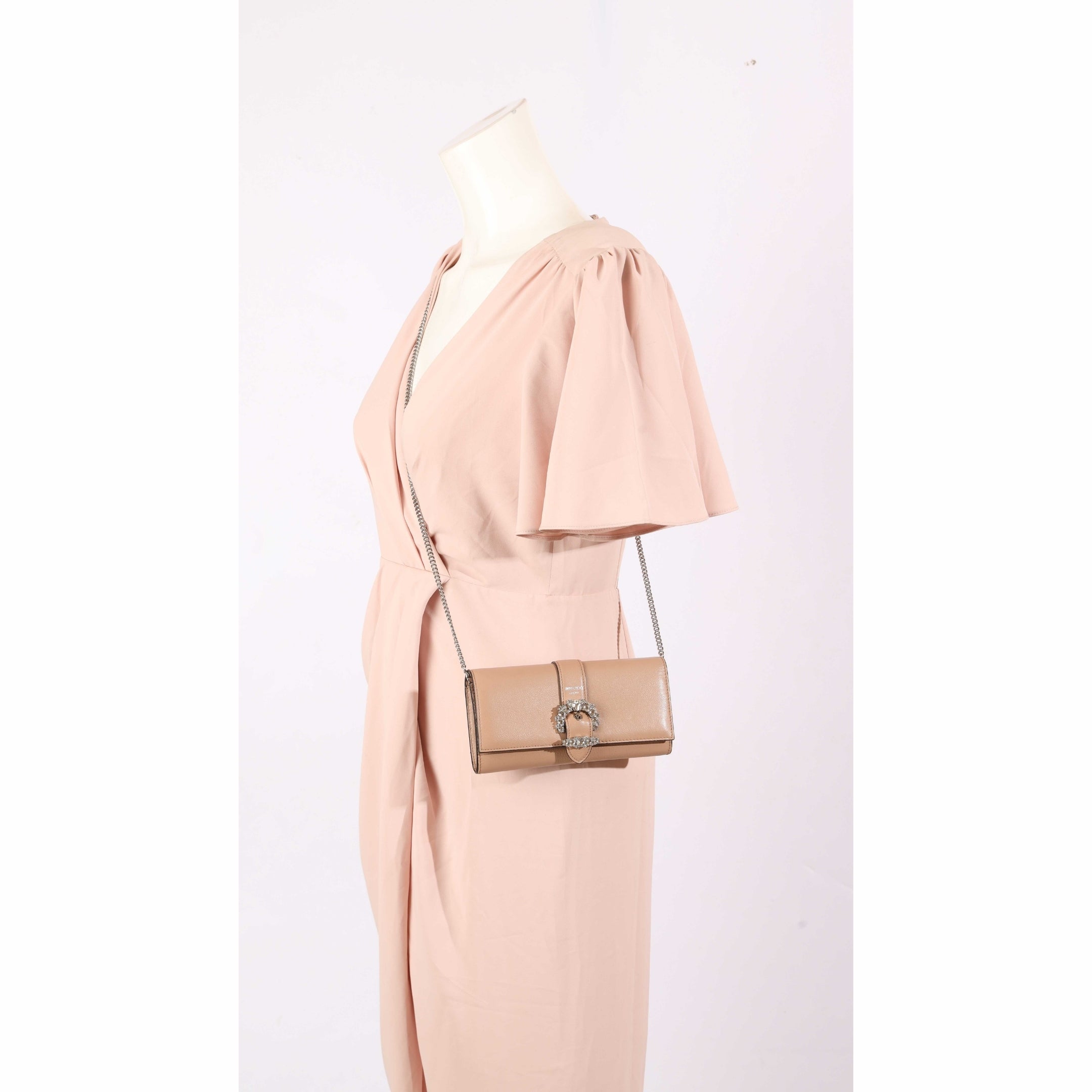 Jimmy Choo Cheri Beige Chain Crossbody Bag