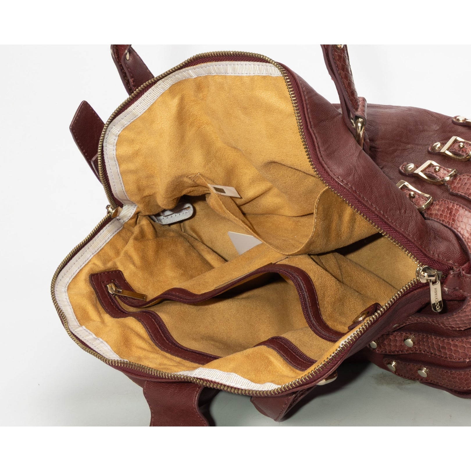Jimmy Choo Maroon Python Embossed Convertible Satchel
