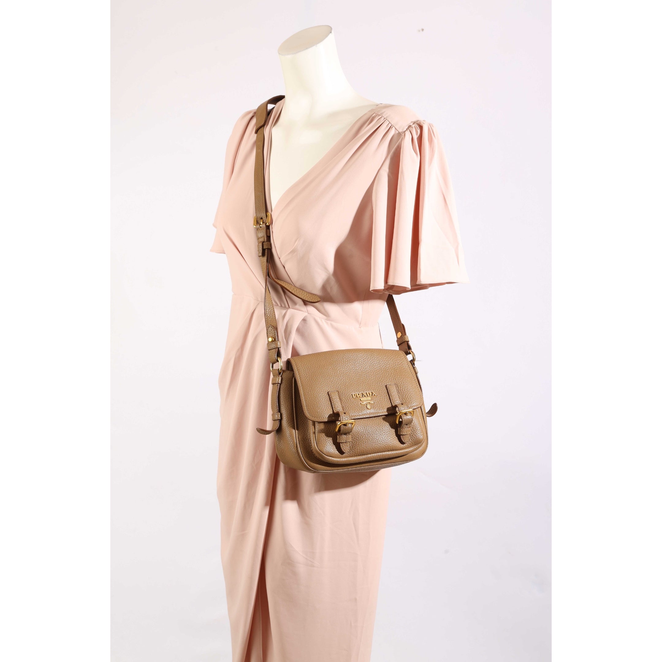 Prada Brown Vitello Daino Crossbody Bag