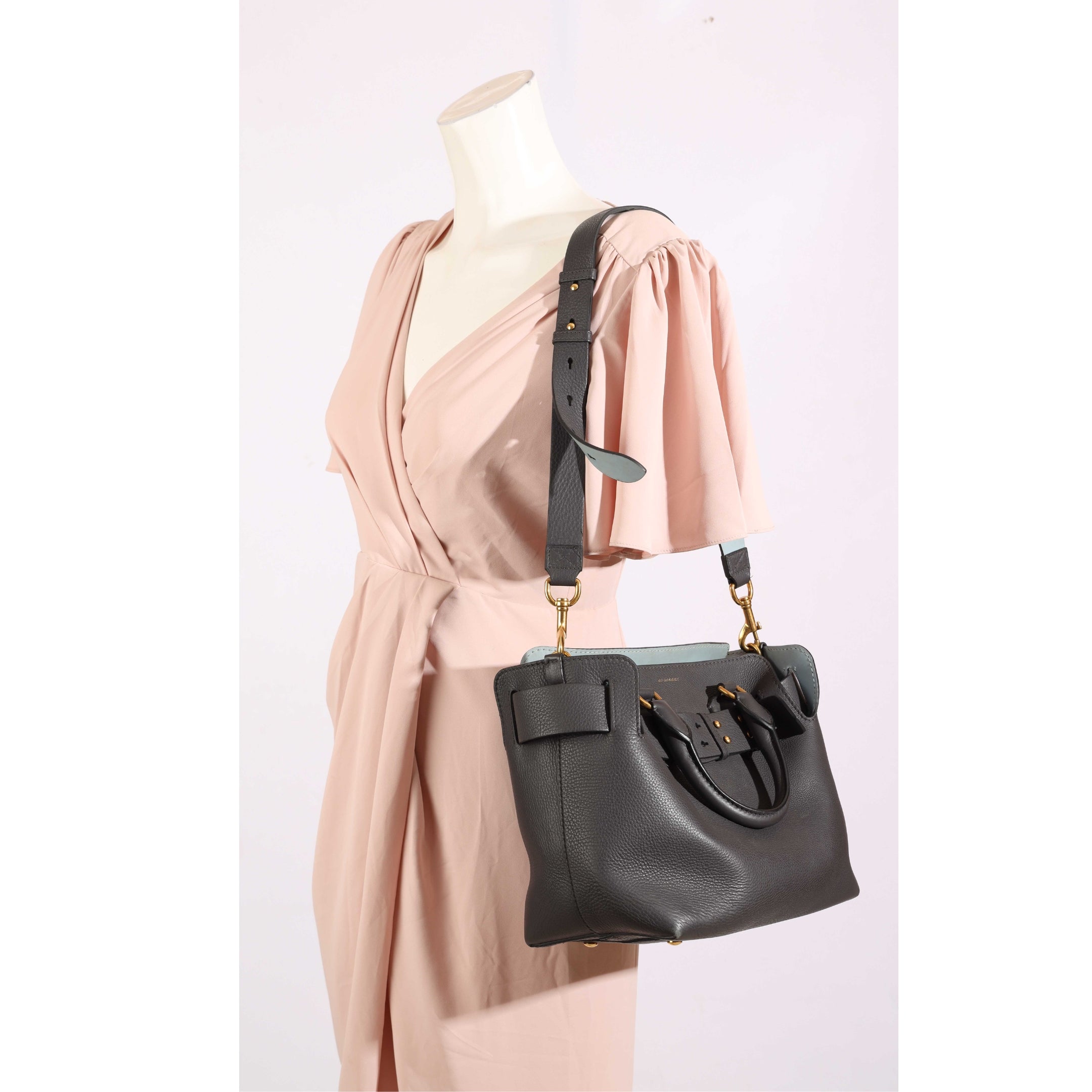 Burberry Dark Grey Medium Belt Satchel