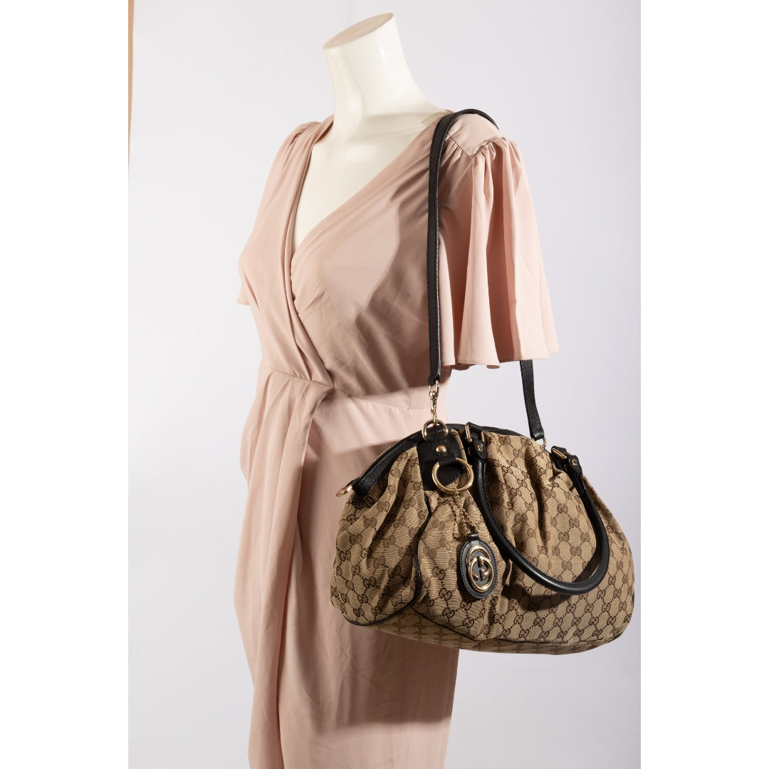 Gucci GG Canvas and Leather Medium Sukey Hobo