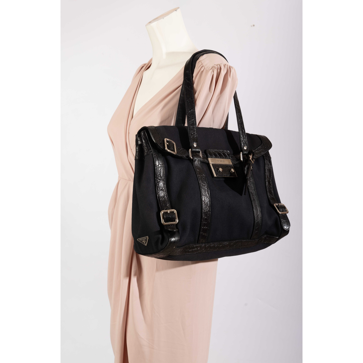 Prada Black Buckle Tote