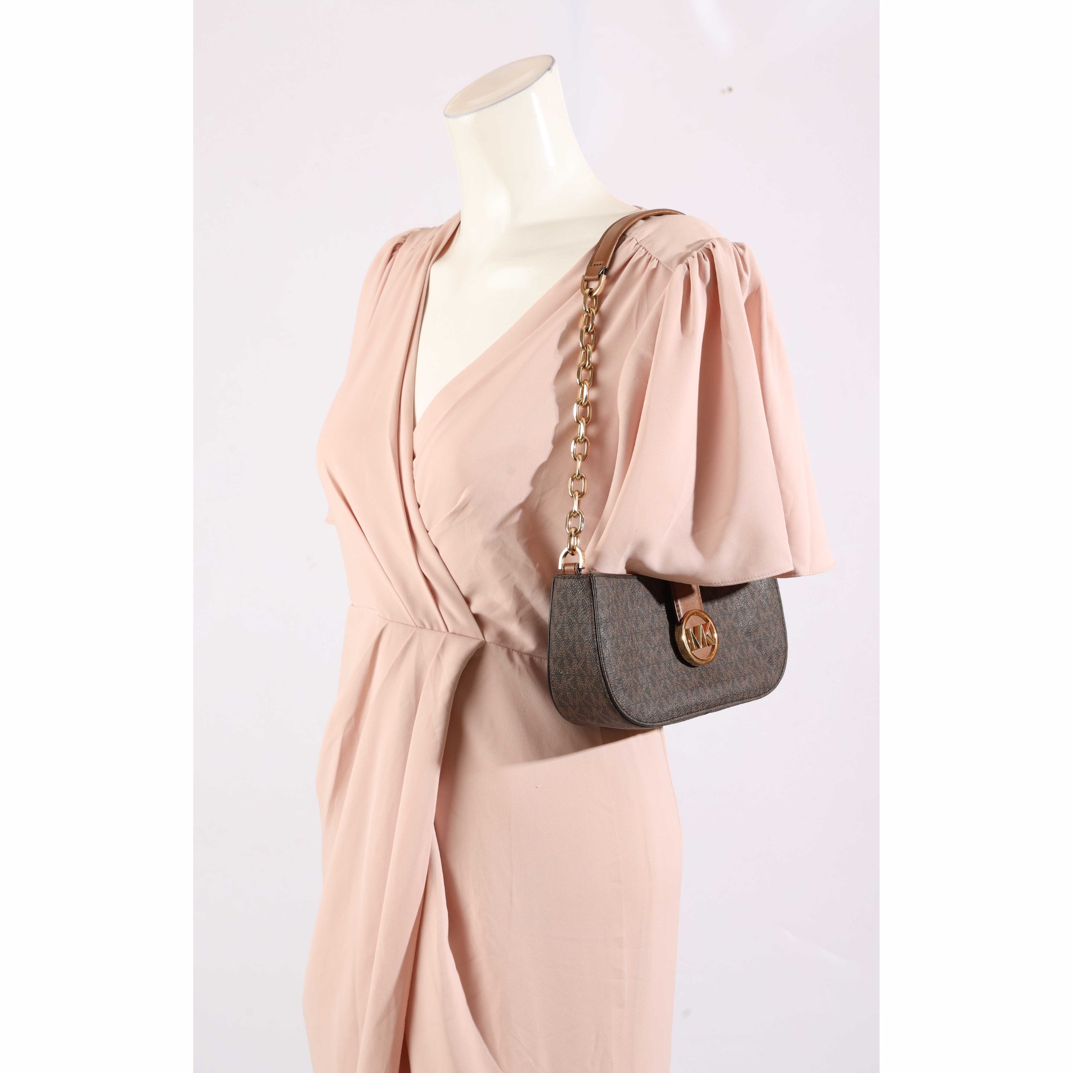Michael Kors Brown Logo Carmen XS Shoulder Bag