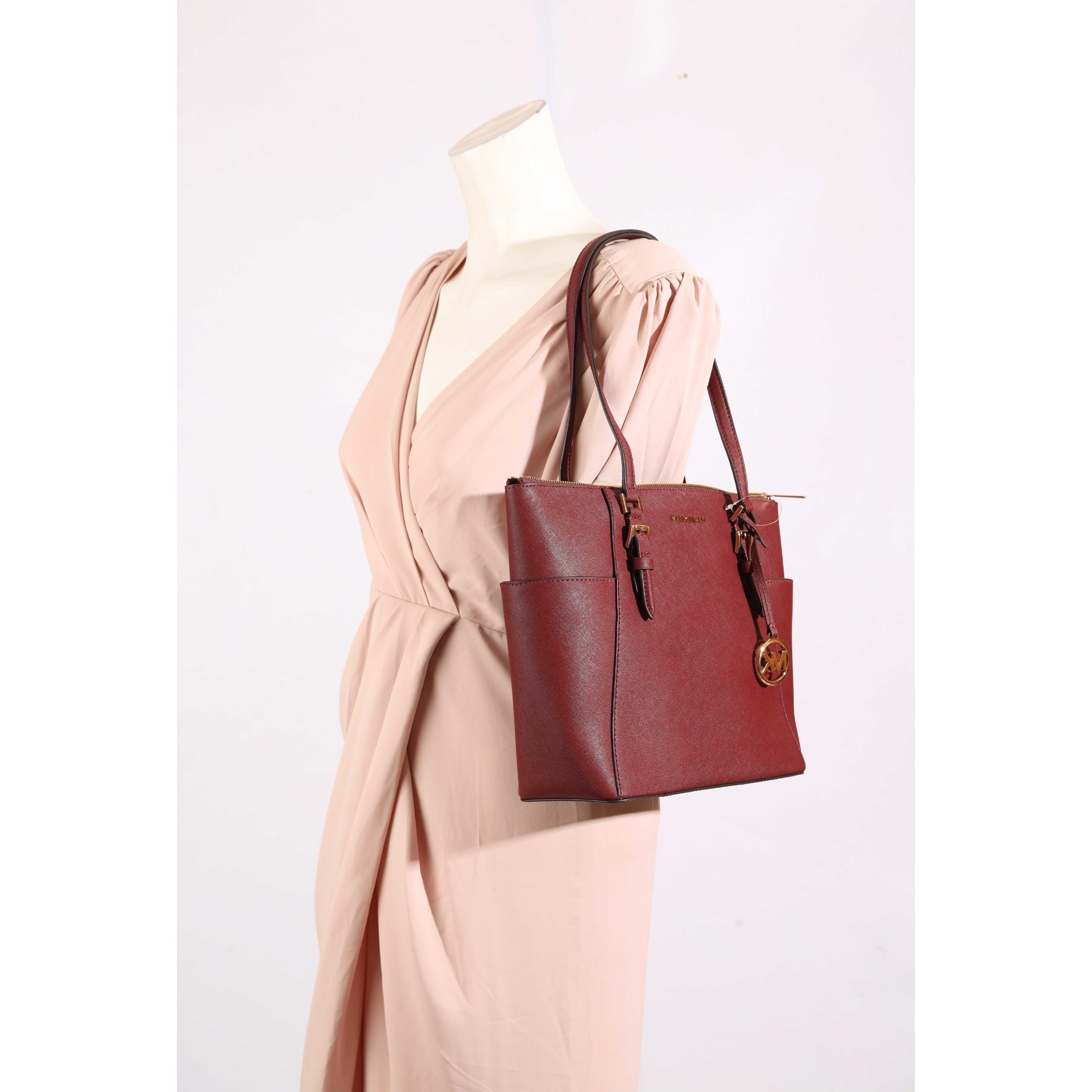 Michael Kors Charlotte Maroon Top-Zip Tote