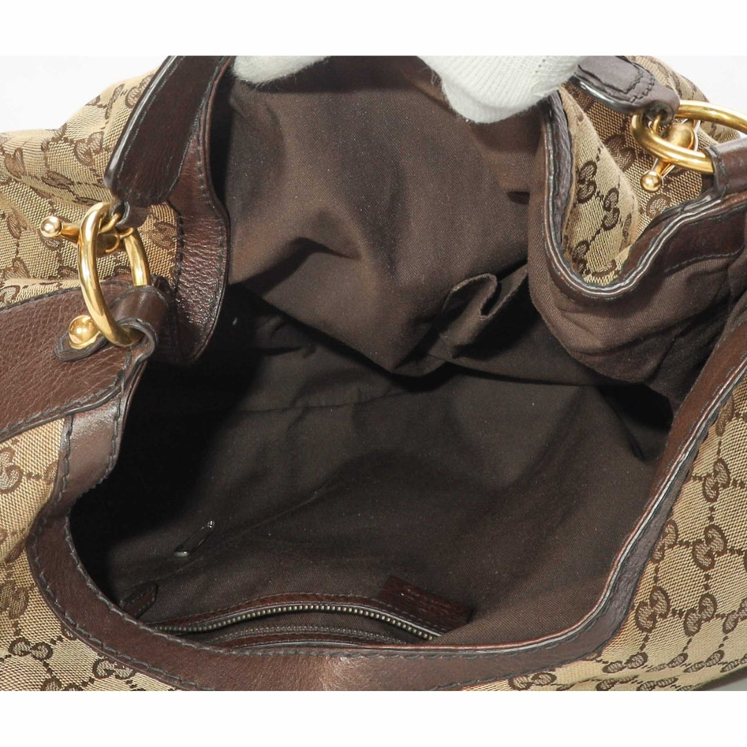 Gucci Beige/Brown GG Large Jockey Hobo Bag