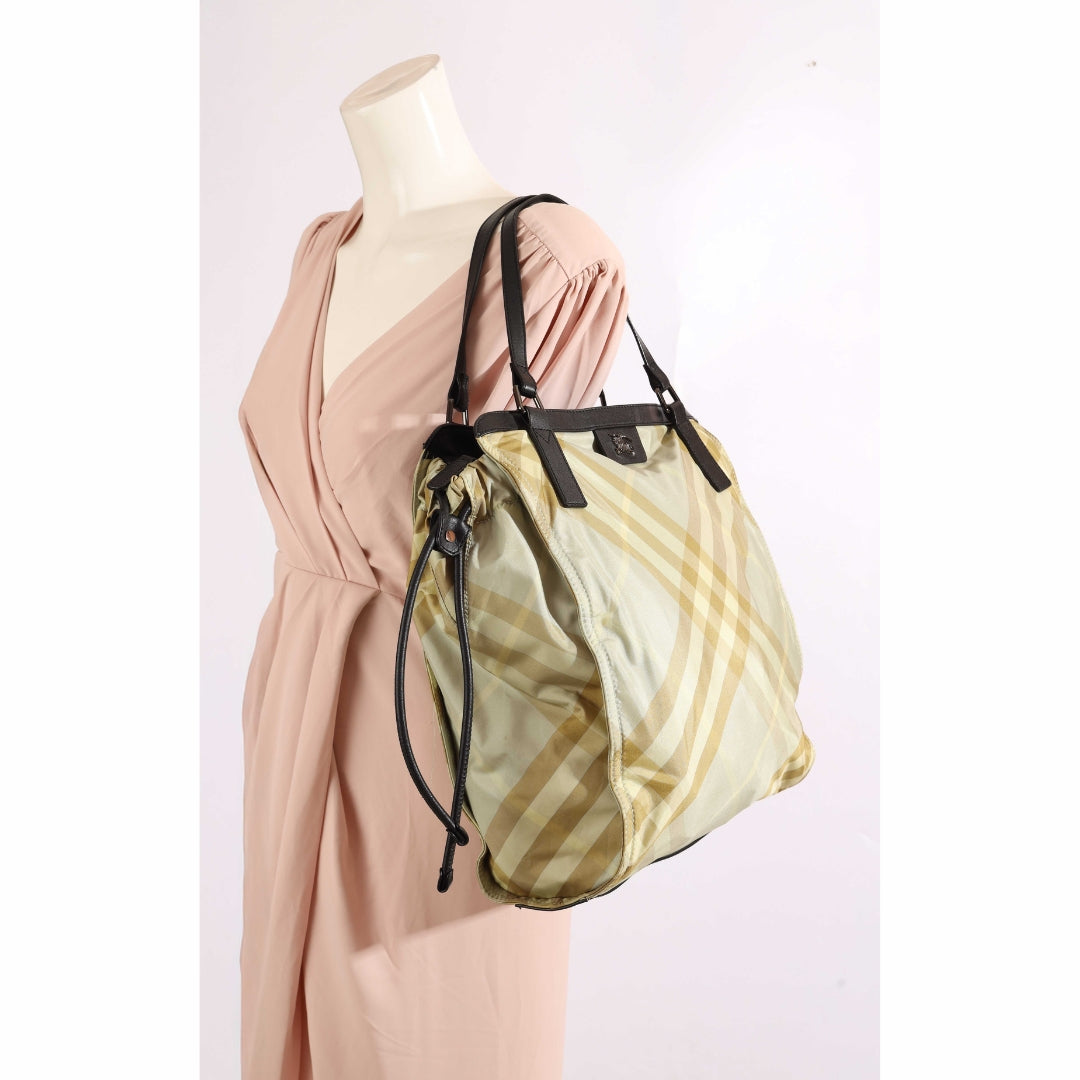 Burberry Yellow Nova Check Nylon Packable Tote