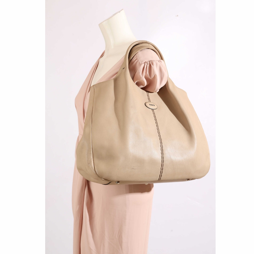 Tods Beige Large Shopping Tote