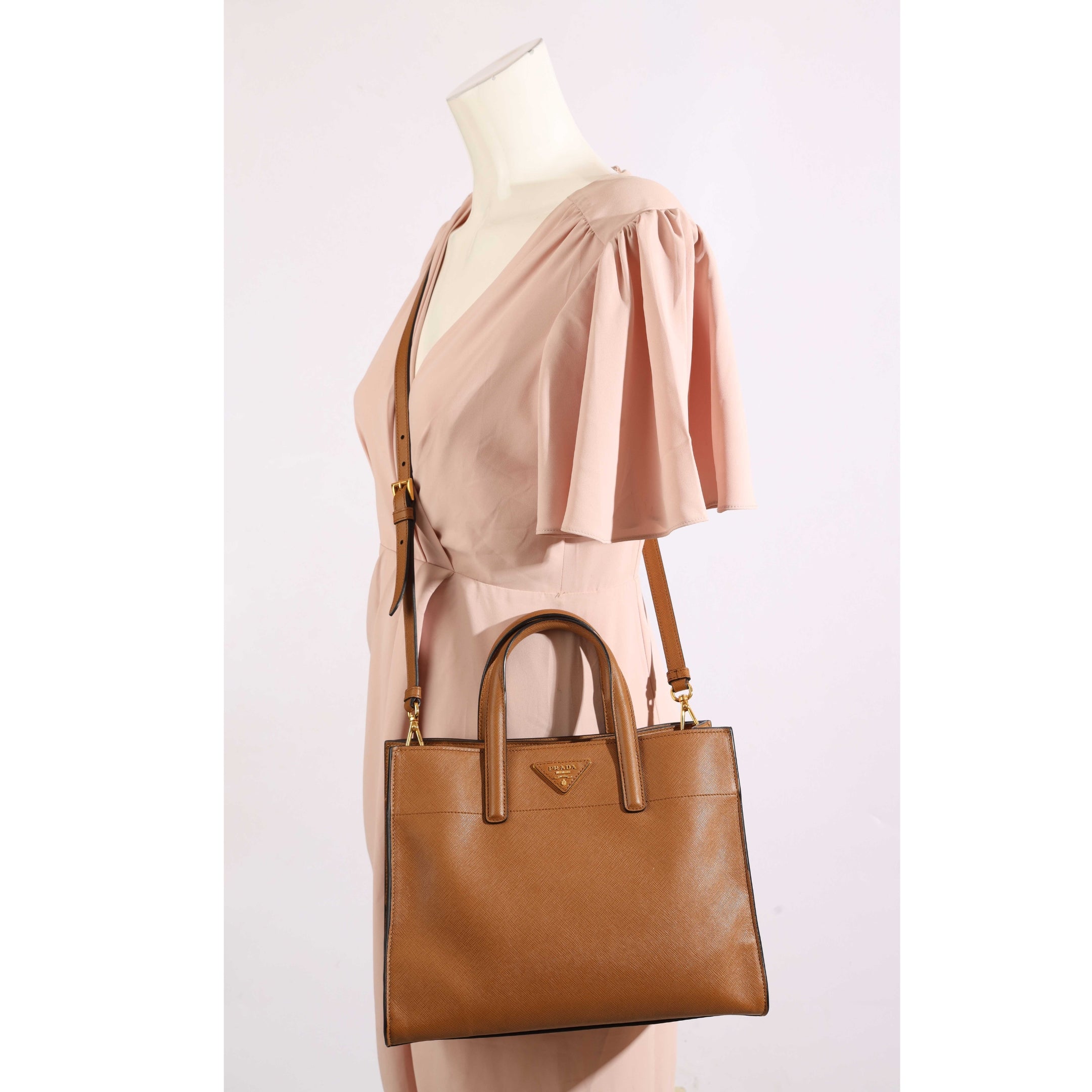 Prada Tan Soft Galleria Convertible Tote
