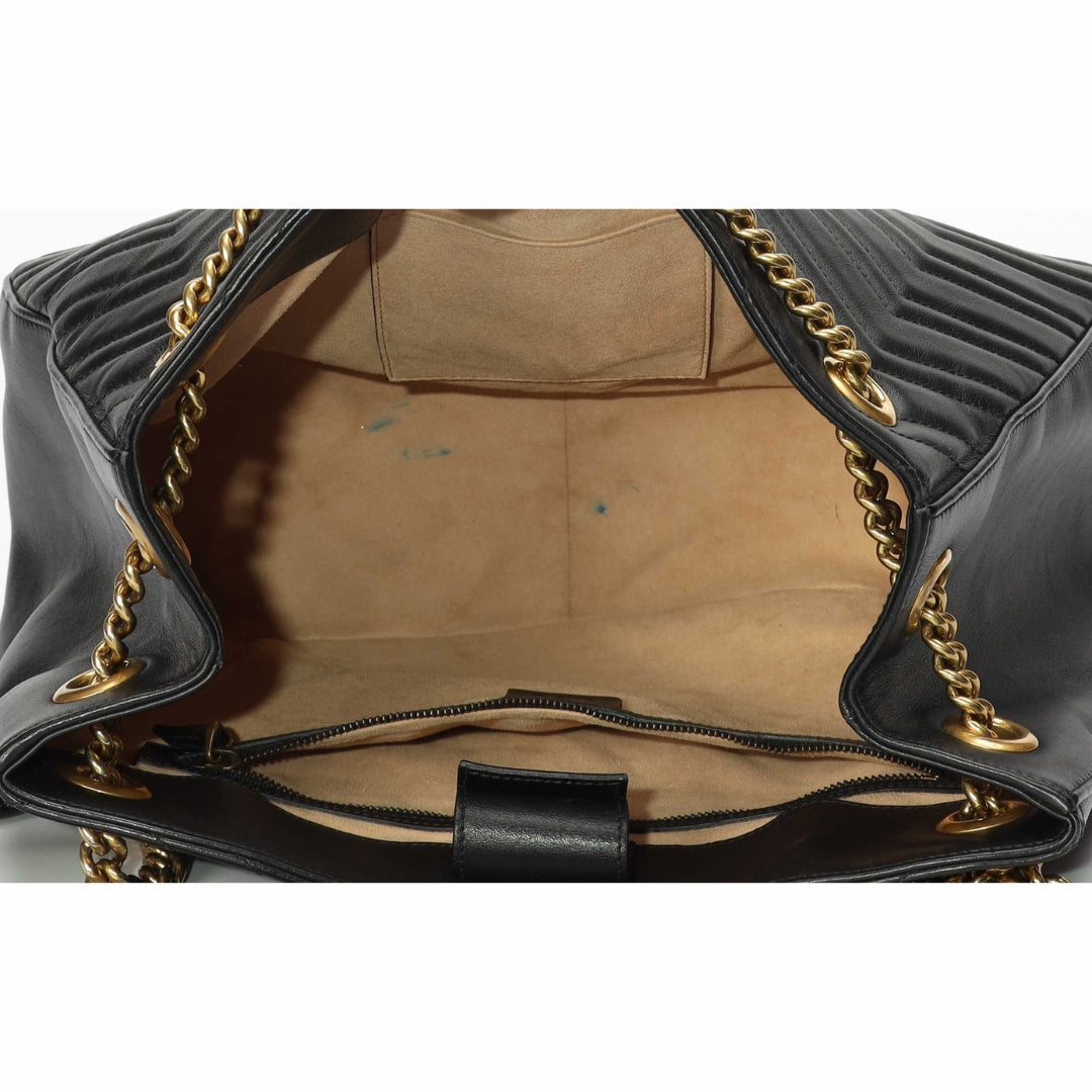 Gucci Black Matelasse GG Marmont Tote