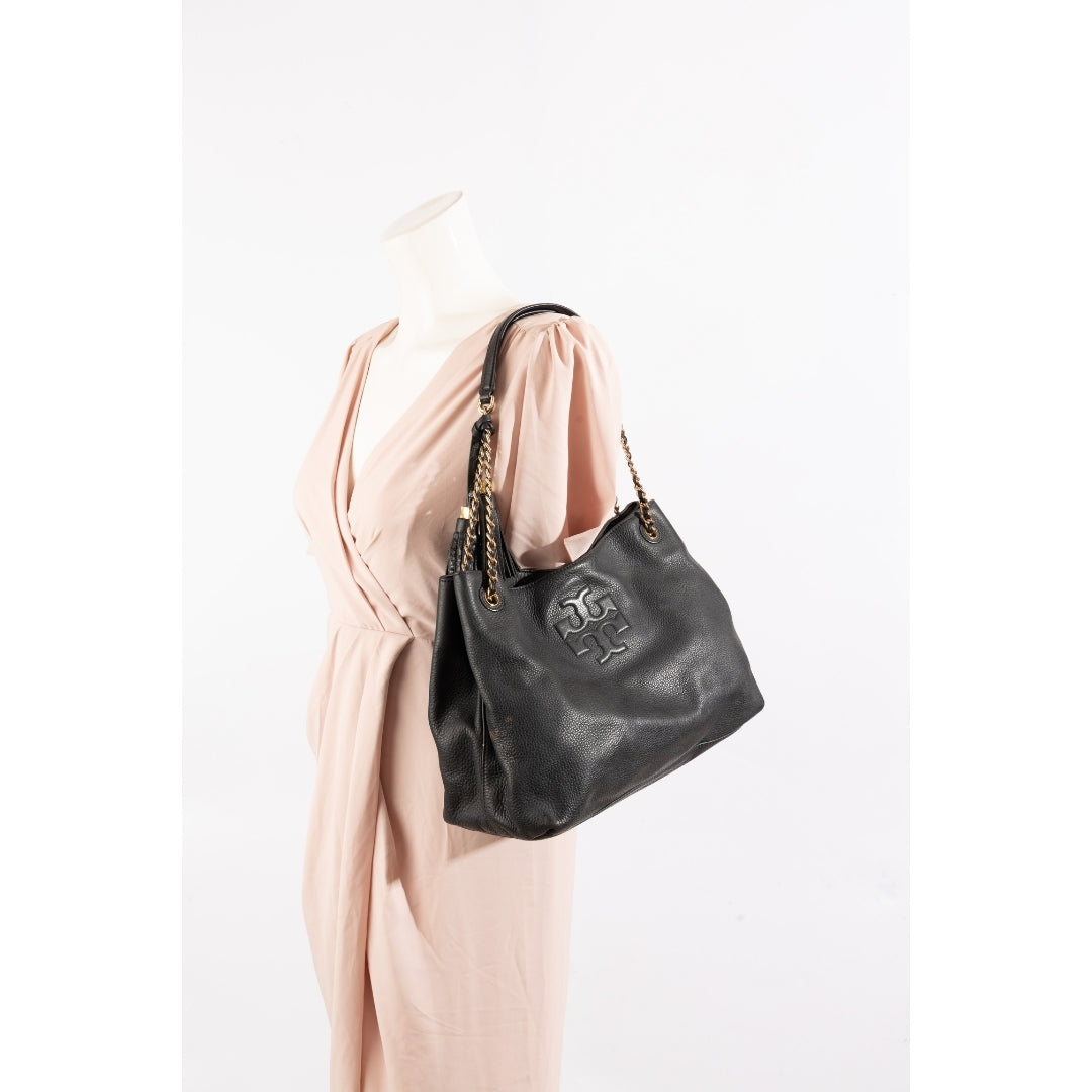 Tory Burch Black Leather Thea Chain Shoulder Bag