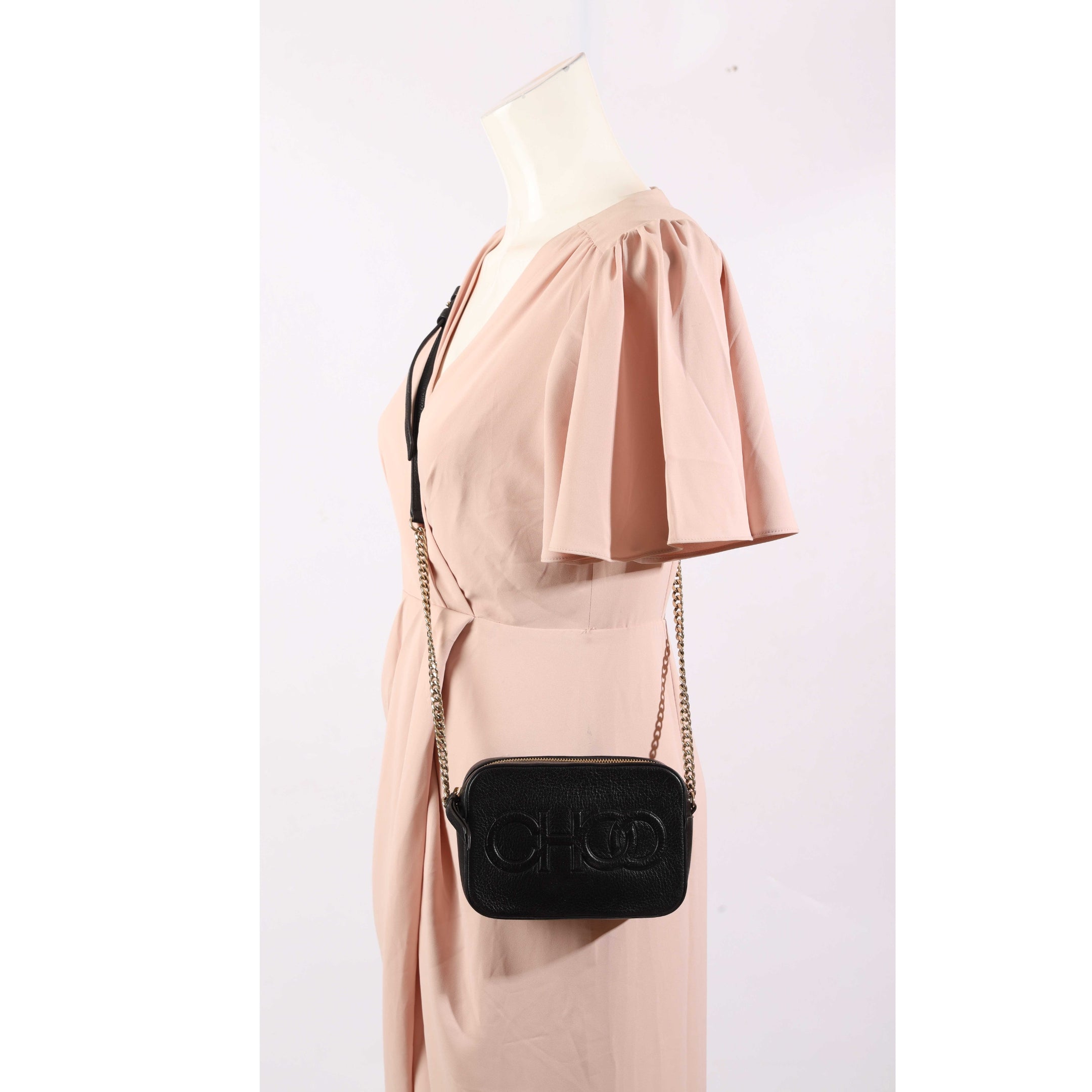 Jimmy Choo Balti Embossed Black Camera Bag