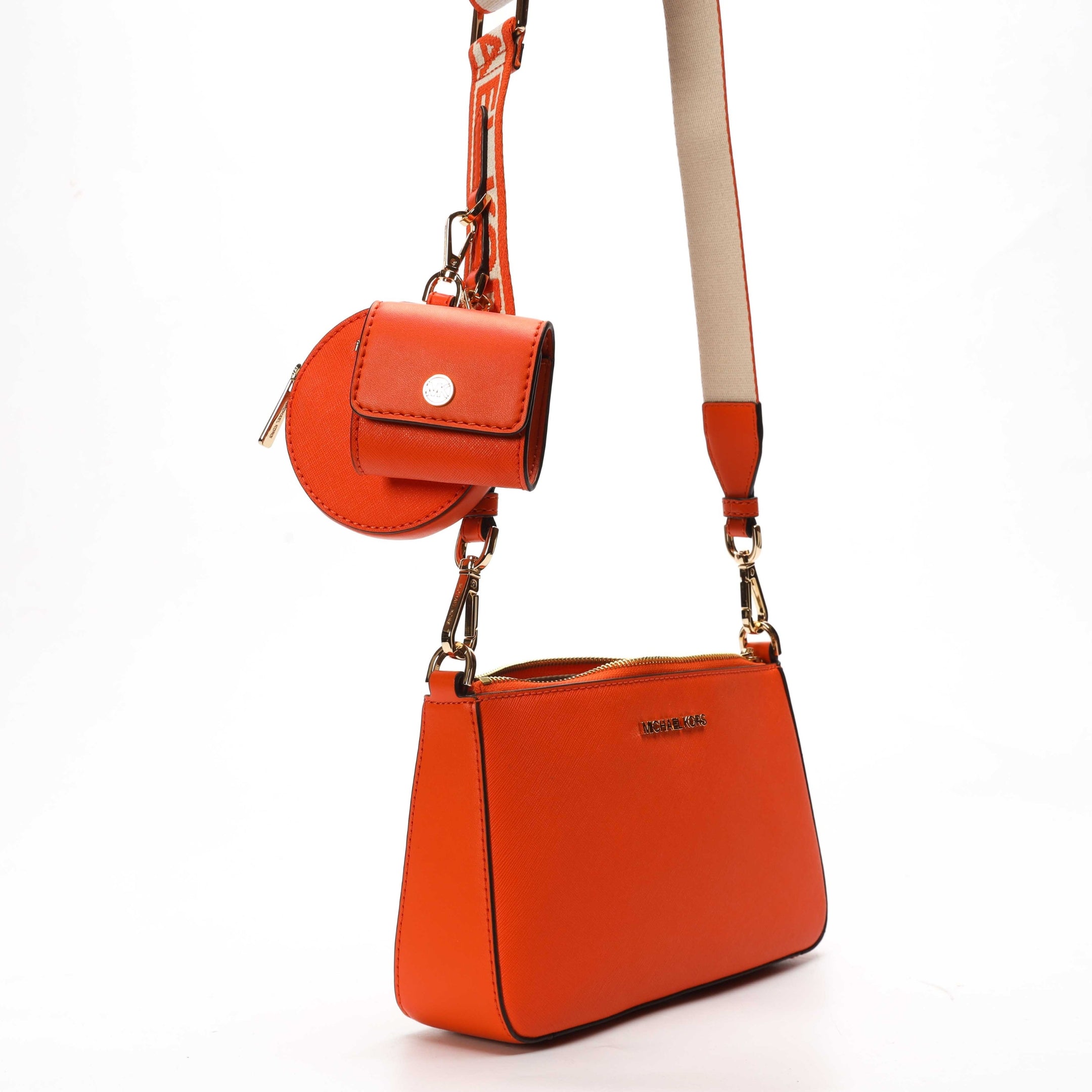 Michael Kors Jet Set Orange Airpods Case Crossbody Bag