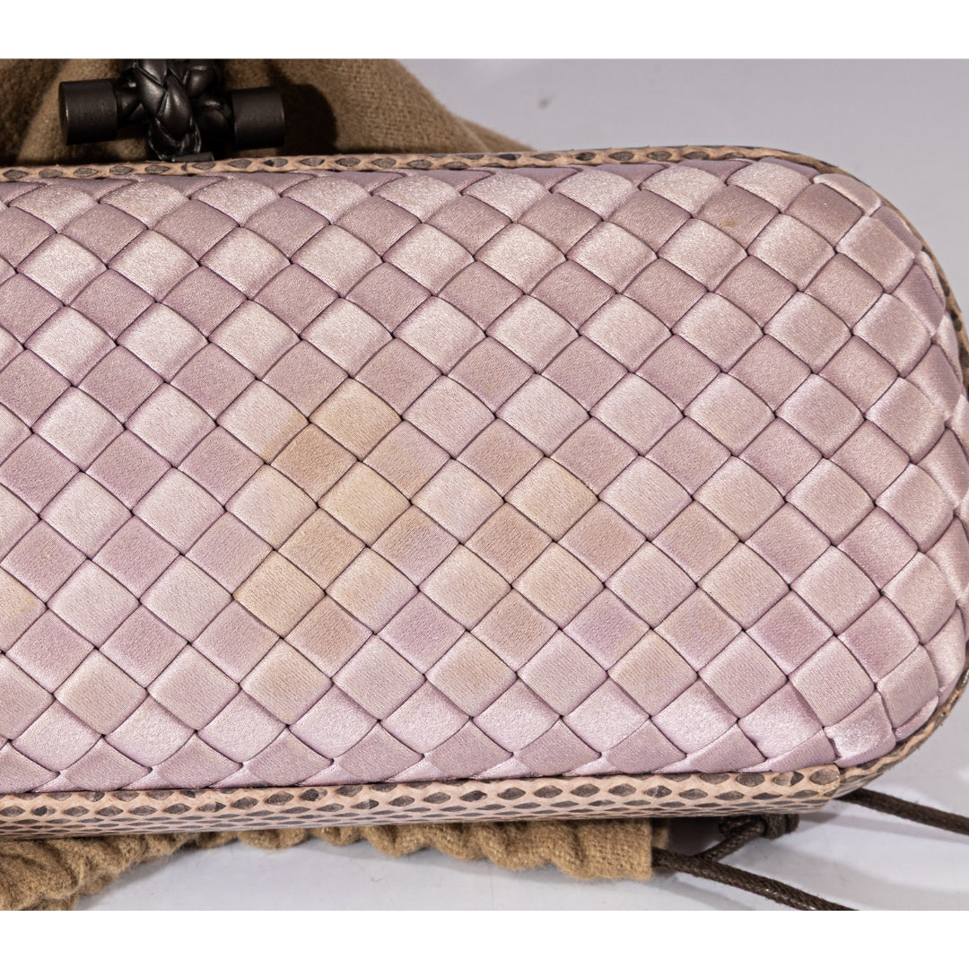 Bottega Veneta Lavender Intrecciato Satin Knot Long Clutch