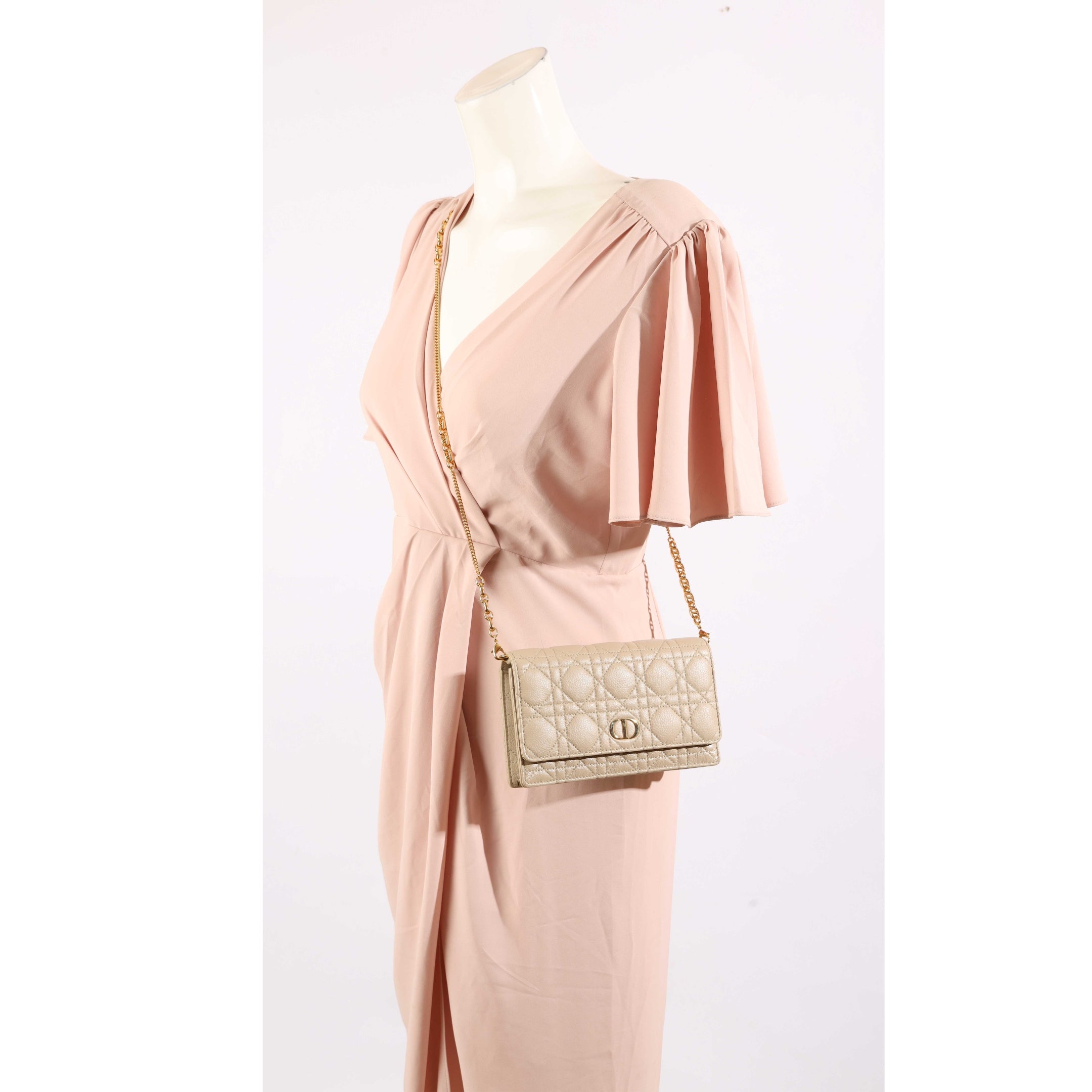 Dior Caro Beige Chain Crossbody Bag