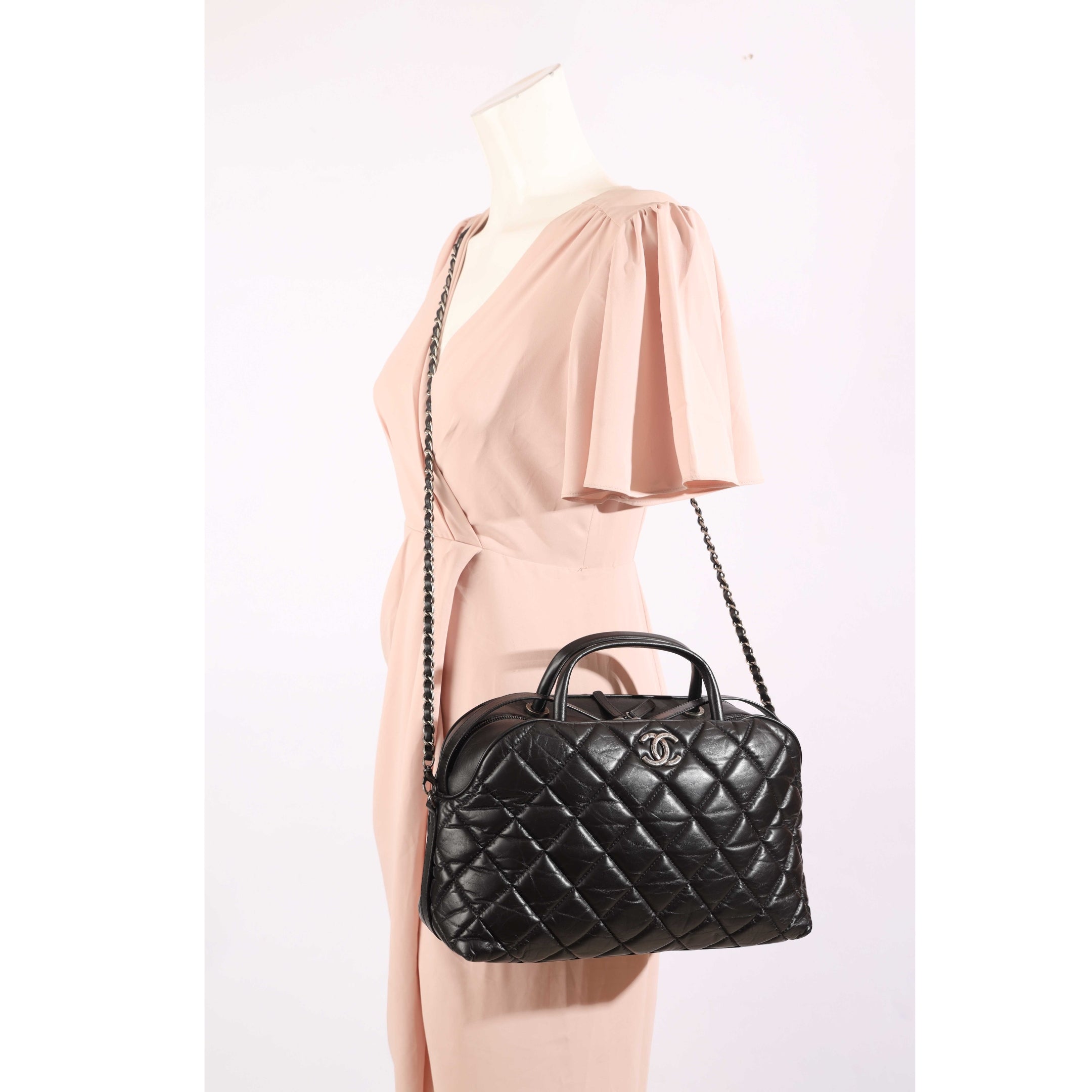Chanel Black Quilted Bowling Bag